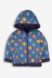 JoJo Maman Bébé Navy Blue TRex Appliqué Reversible Hoodie - Image 4 of 9