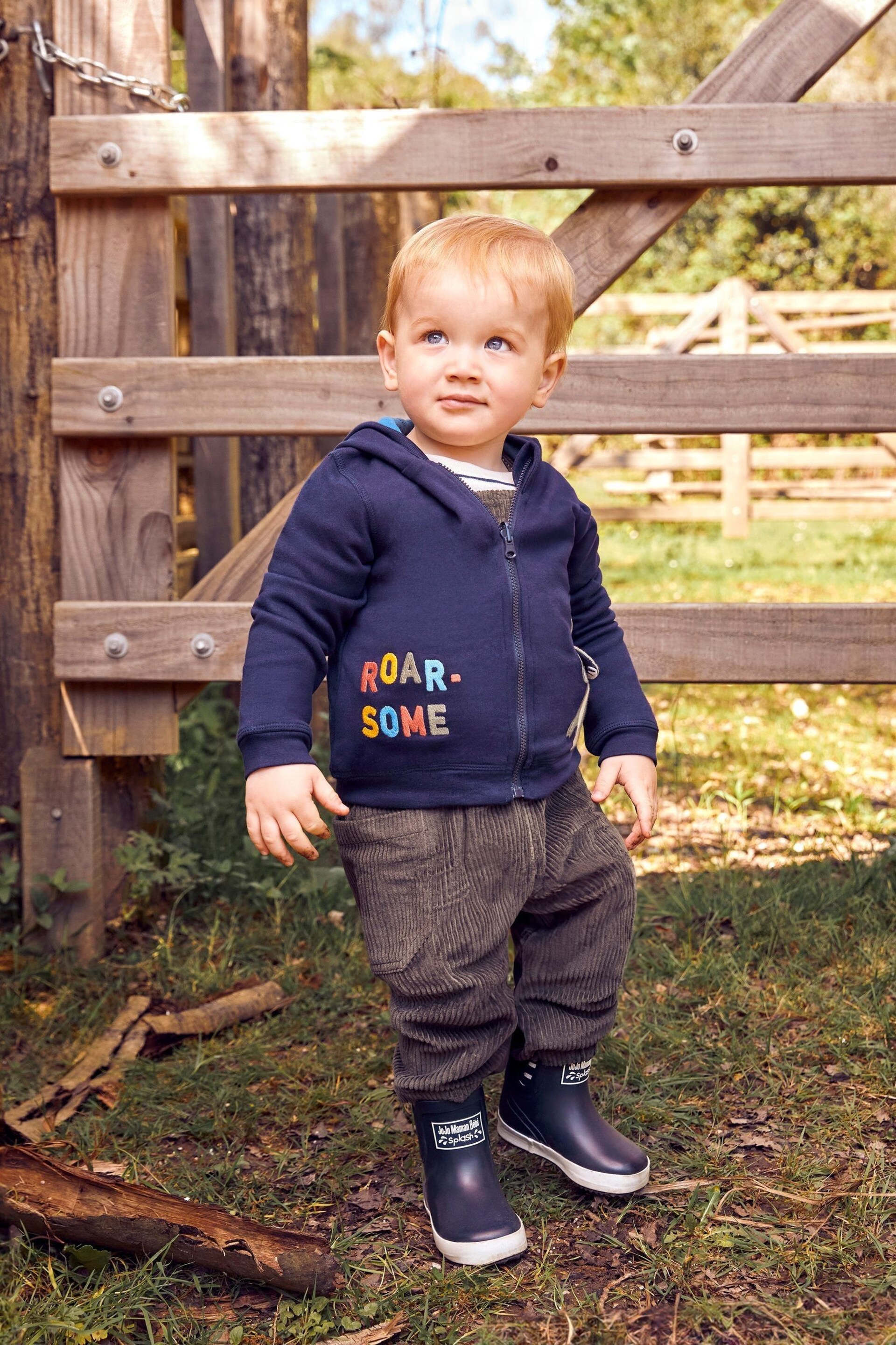 JoJo Maman Bébé Navy Blue TRex Appliqué Reversible Hoodie - Image 9 of 9