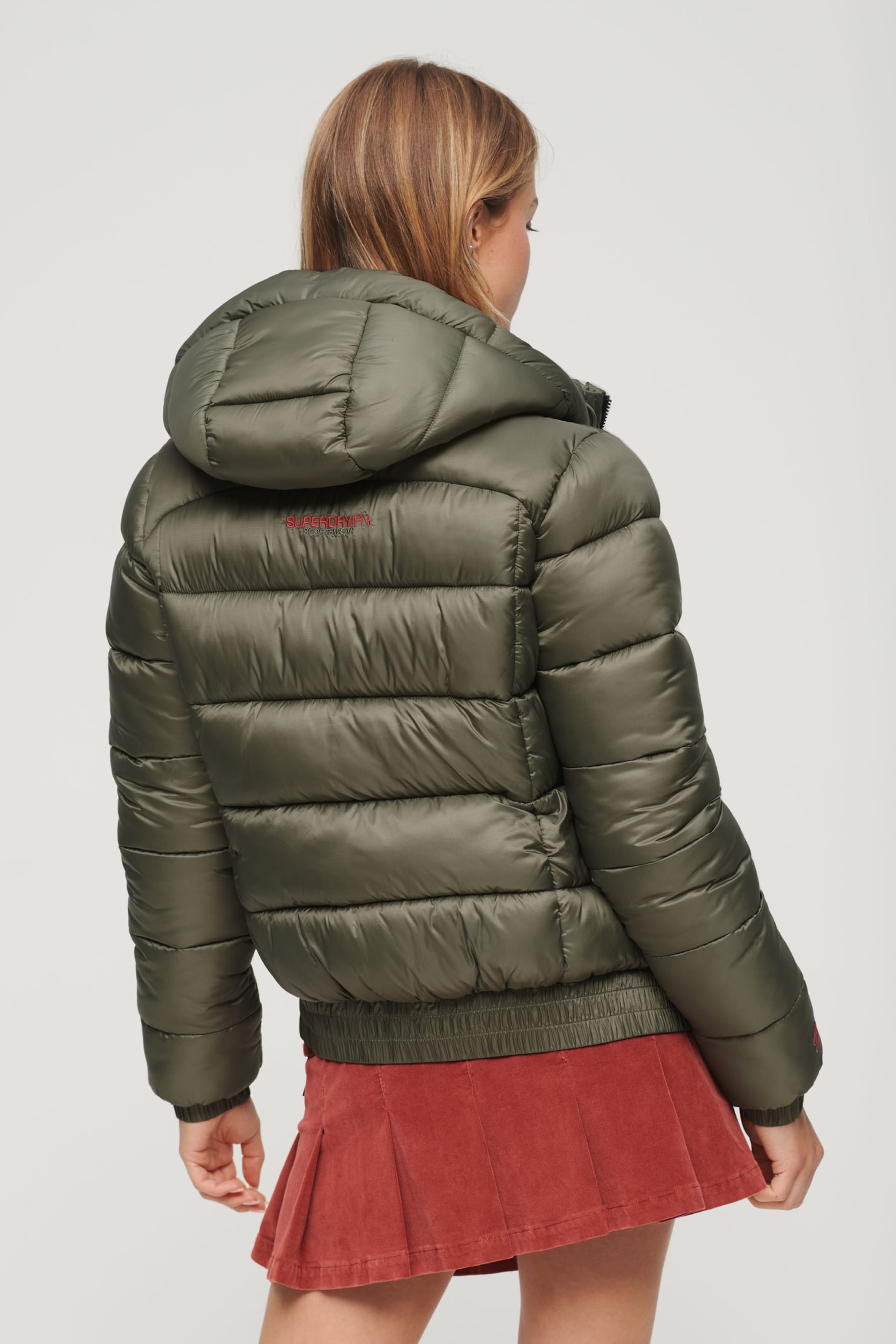 Superdry Green Sports Puffer Bomber Jacket - Image 2 of 6