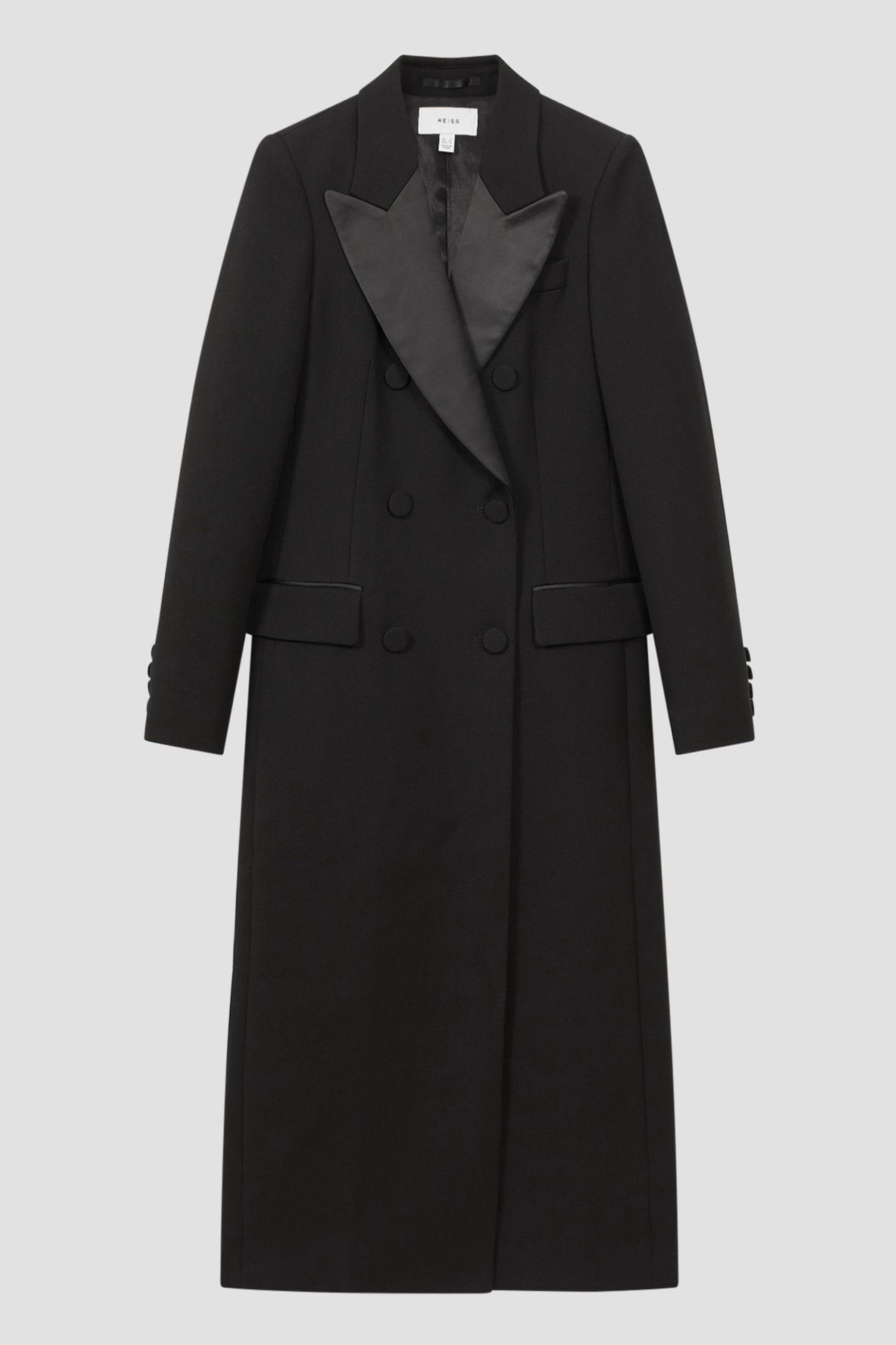 Buy Reiss Black Maeve Relaxed Fit Wool Satin Double Breasted Coat from Next Luxembourg