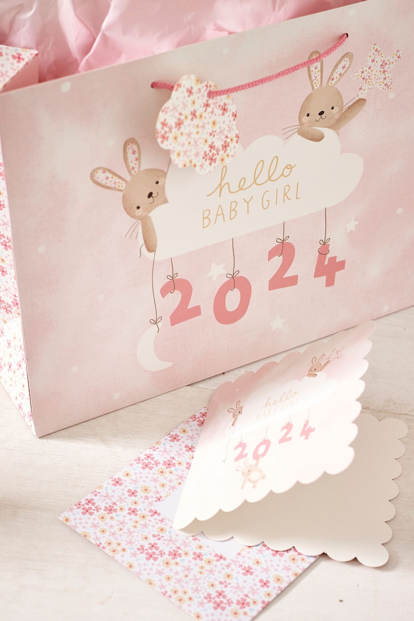 Pink Girl Born in 2024 Gift Bag and Card Set - Image 3 of 4