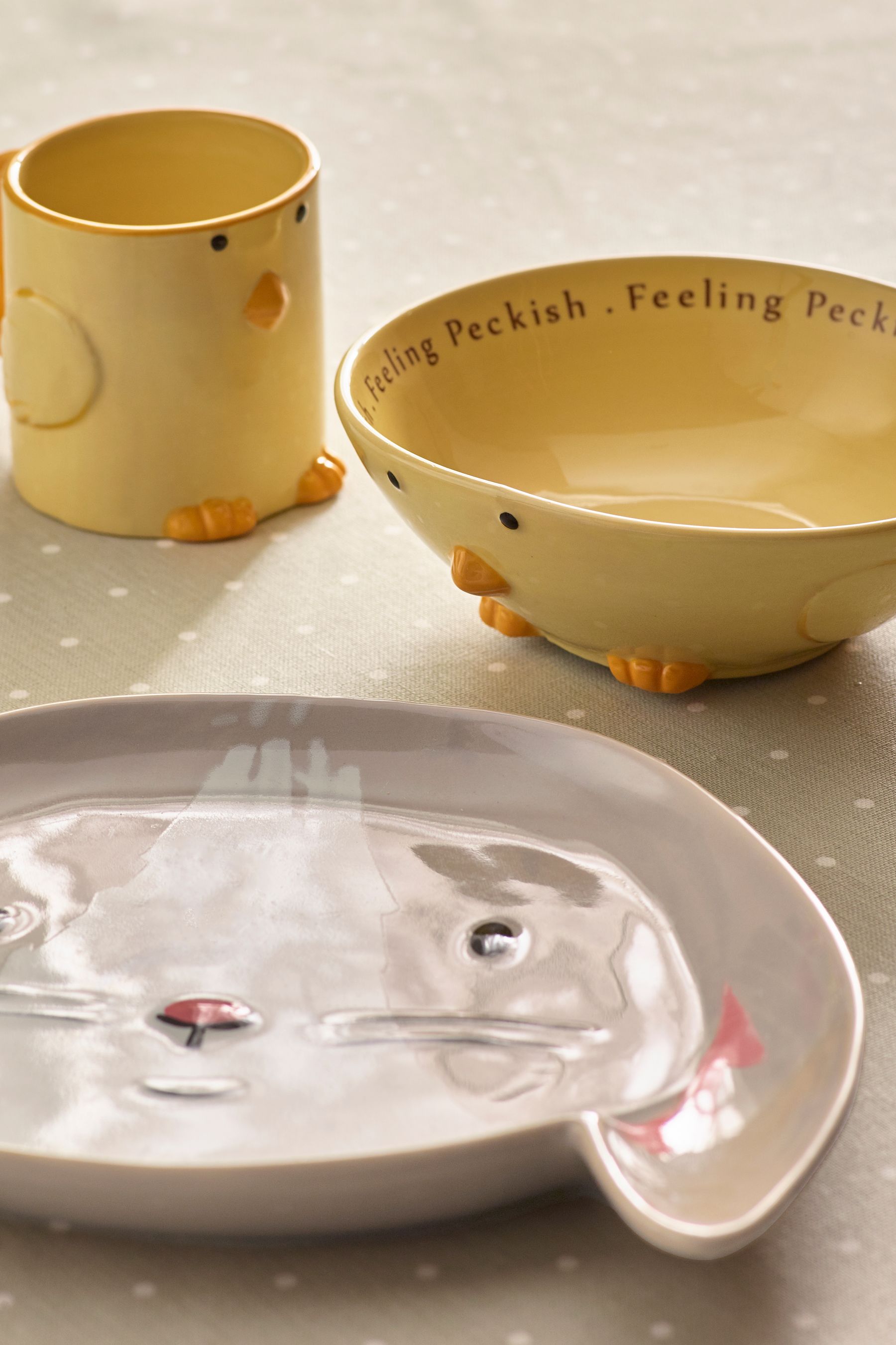 Buy Set of 3 Grey Kids Bunny and Chick Dining Set from the Next UK