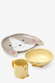 Set of 3 Grey Kids Bunny and Chick Dining Set - Image 5 of 5