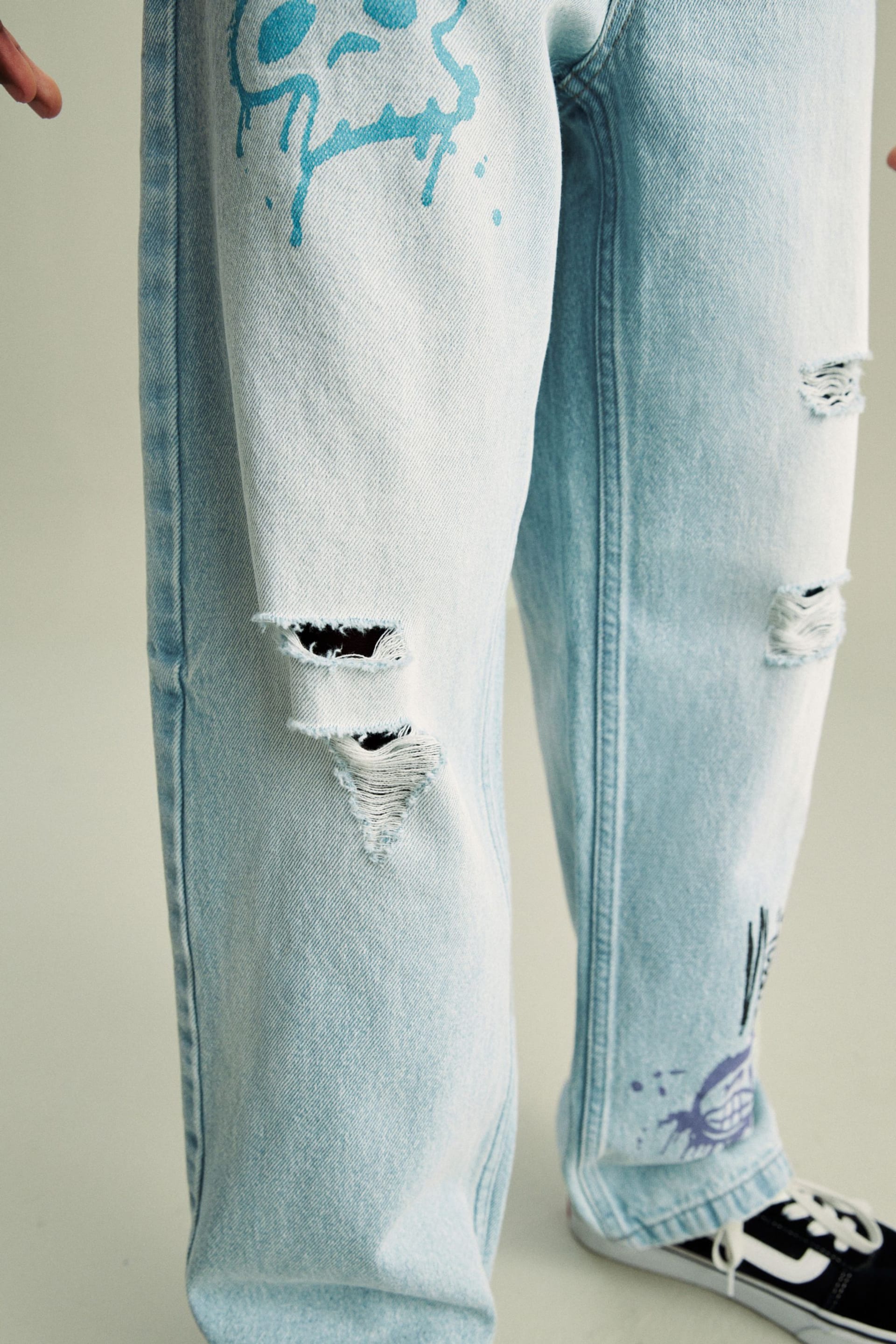 Light Blue Graffiti Print Jeans (3-16yrs) - Image 5 of 8