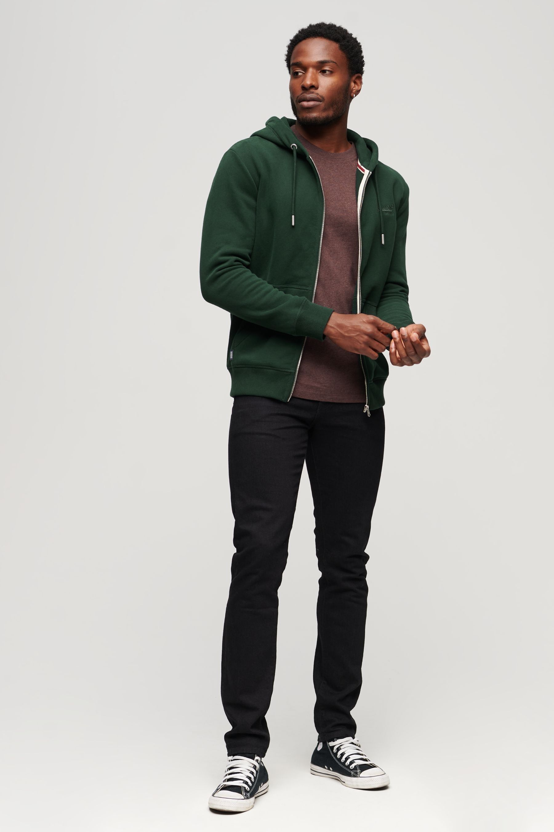 Buy Superdry Green Essential Logo Zip Up Hoodie from the Next UK online shop