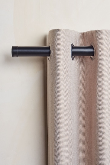 Black Stud Finial Extendable 35mm Curtain Pole Kit