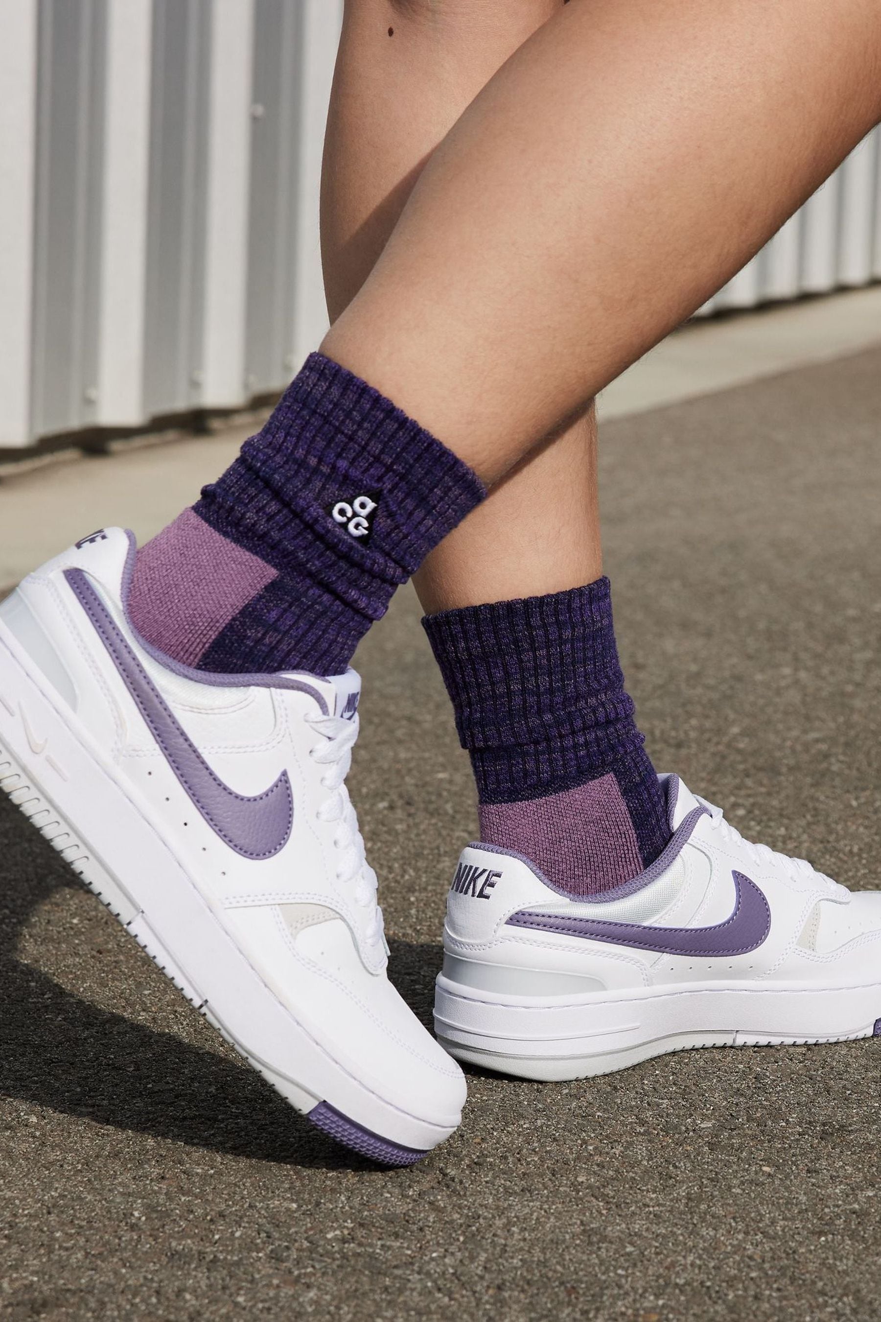 Nike white and purple outburst trainers online