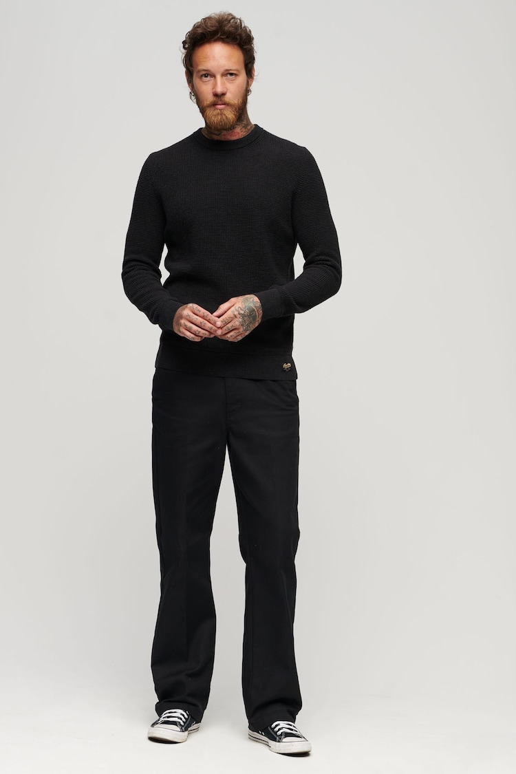 Superdry Black Textured Crew Knit Jumper - Image 2 of 6