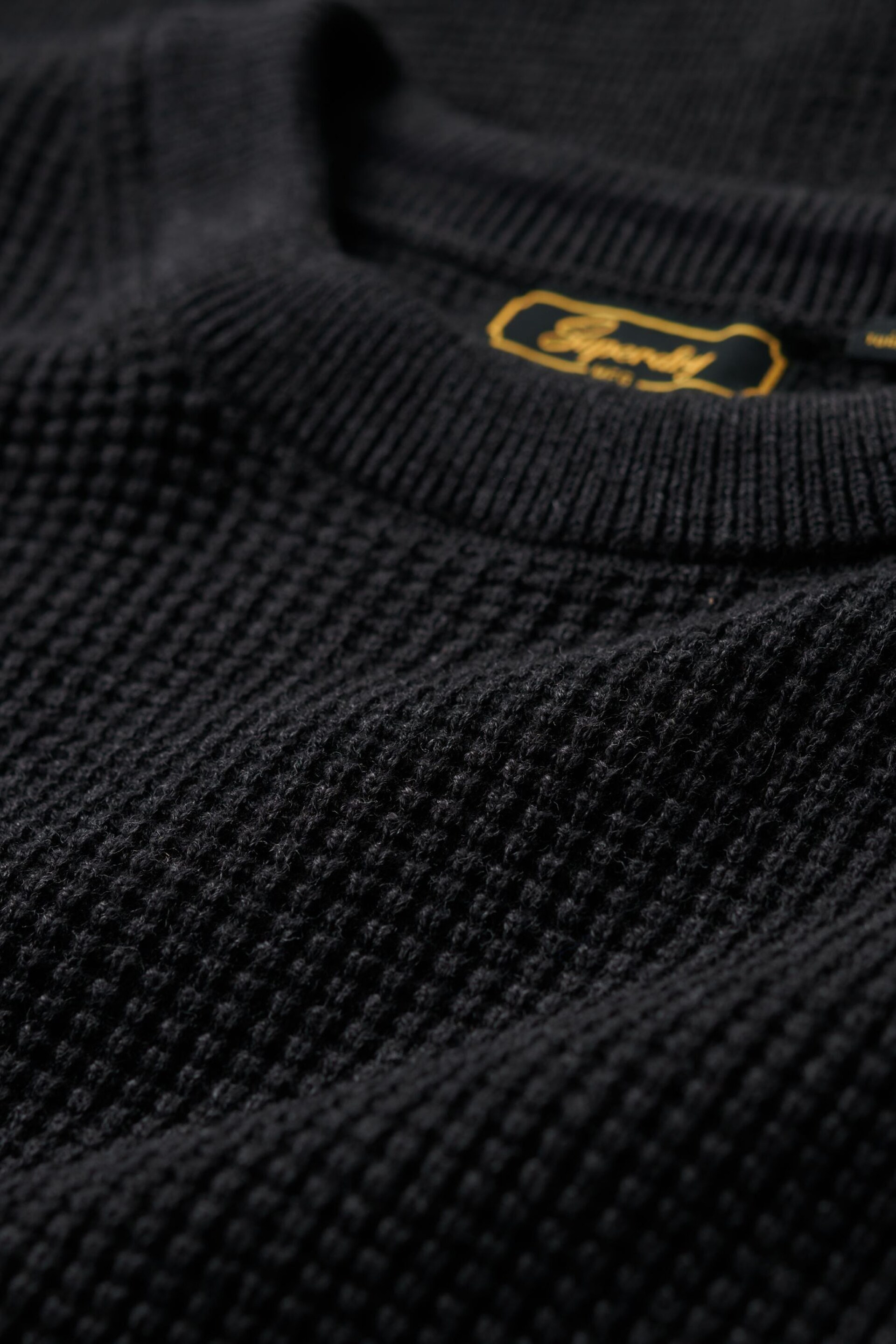 Superdry Black Textured Crew Knit Jumper - Image 5 of 5