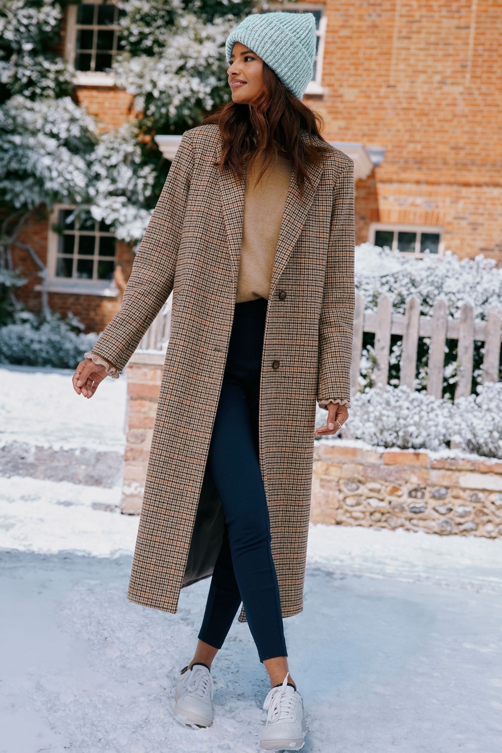 Joules Harrow Check Wool Blend Coat - Image 1 of 10