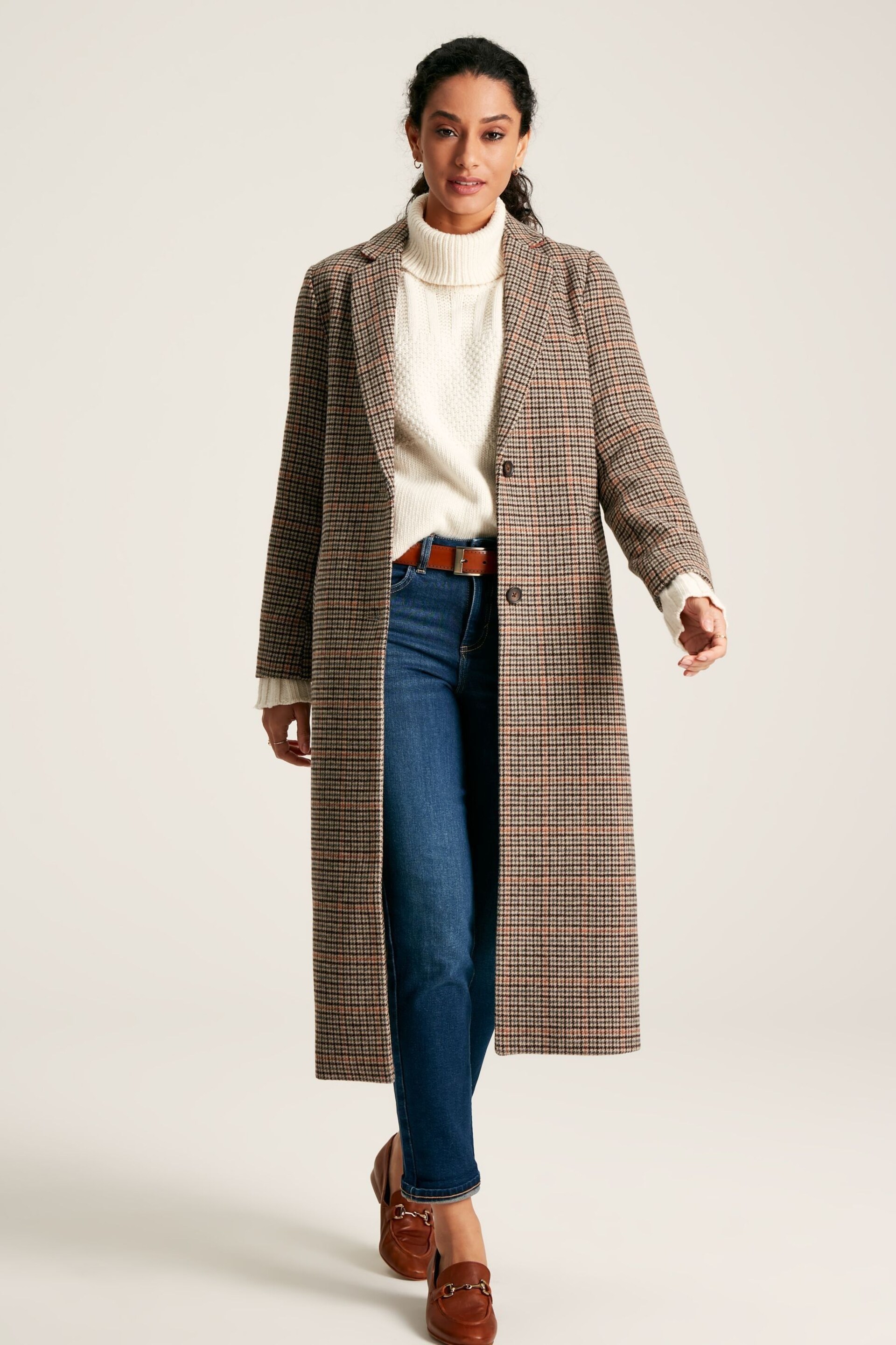 Joules Harrow Check Wool Blend Coat - Image 5 of 10