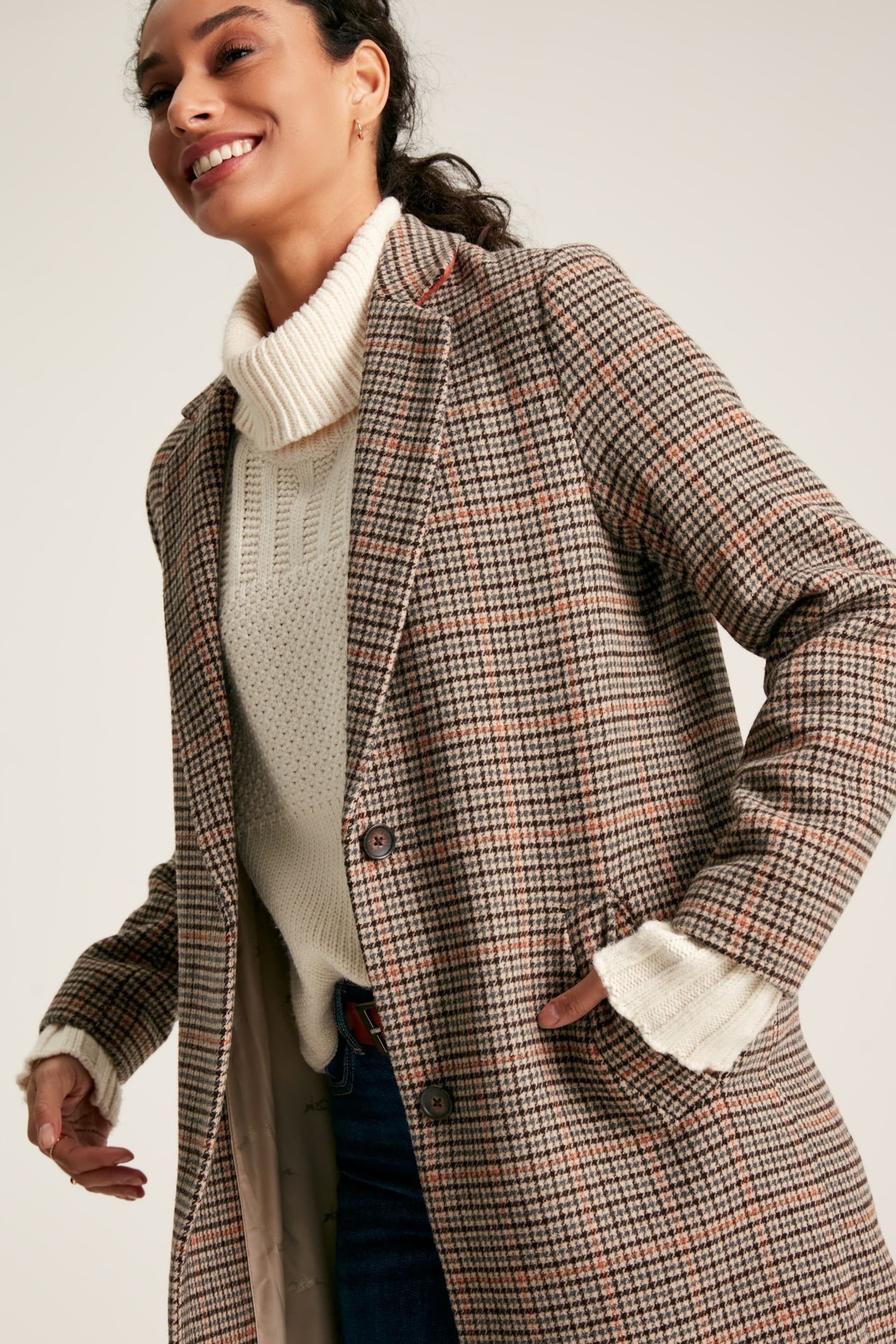 Joules Harrow Check Wool Blend Coat - Image 6 of 10