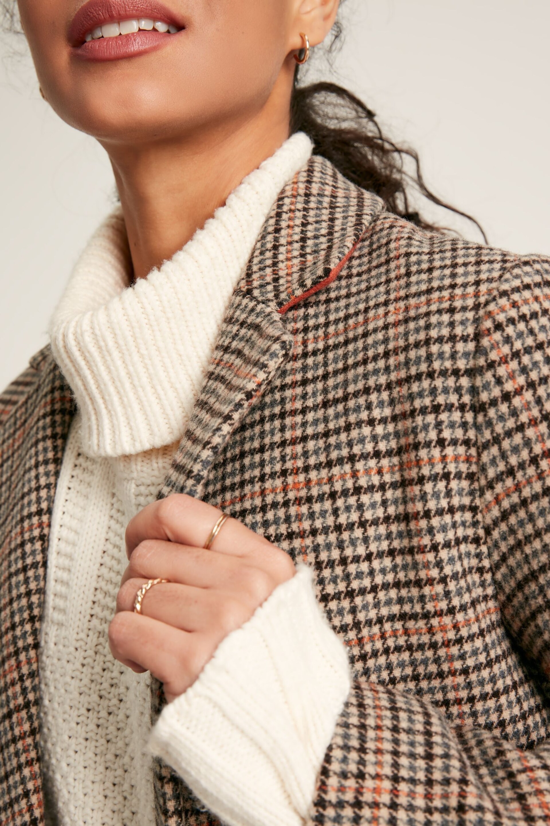 Joules Harrow Check Wool Blend Coat - Image 8 of 10