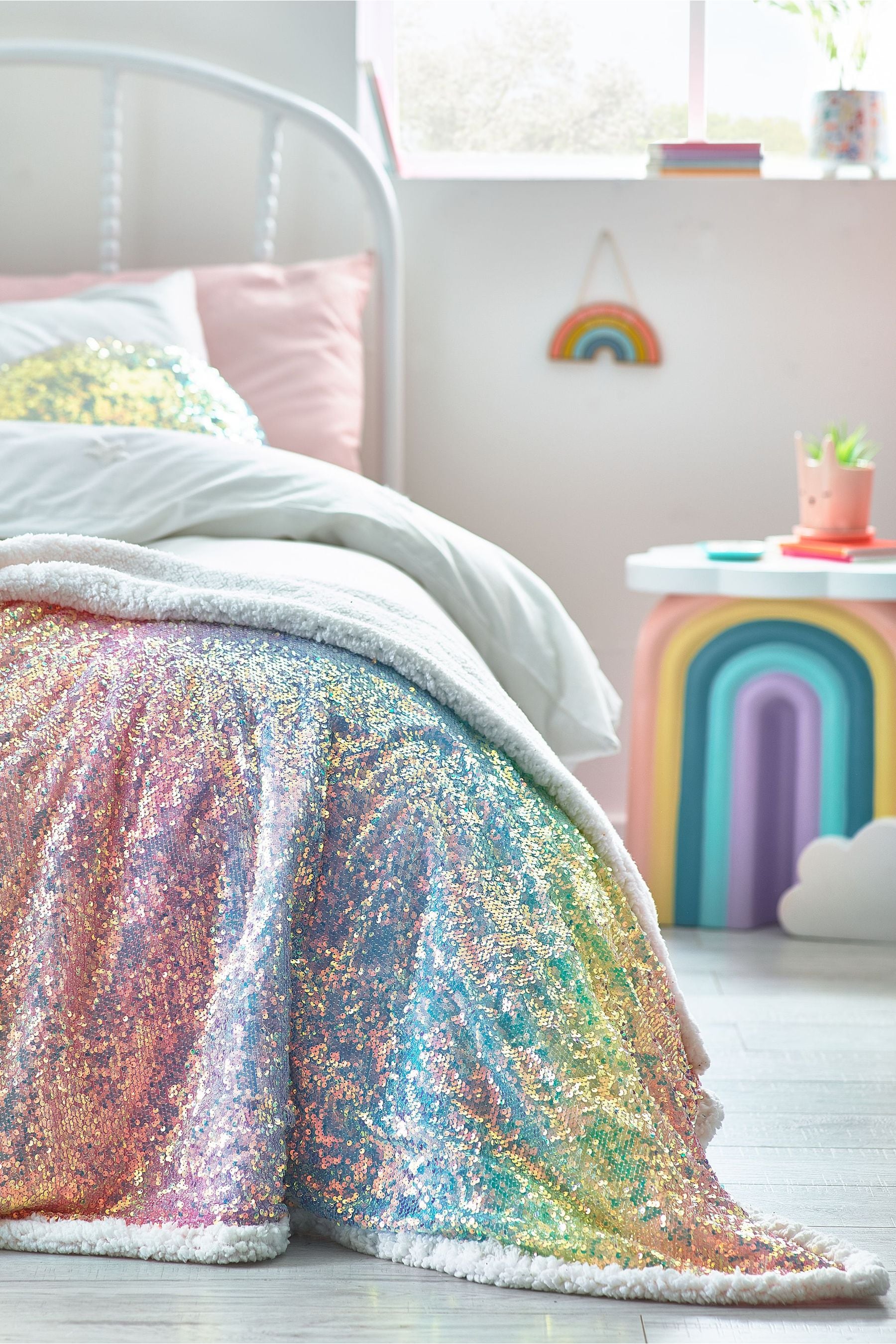Buy Multi Rainbow Ombre Sequin Fleece Throw from Next Austria