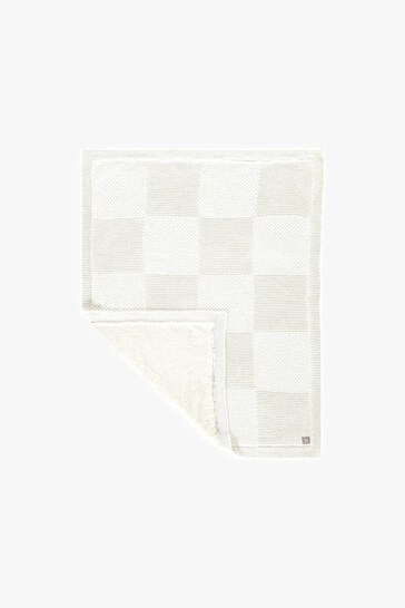 Cream Plush Knitted Blanket