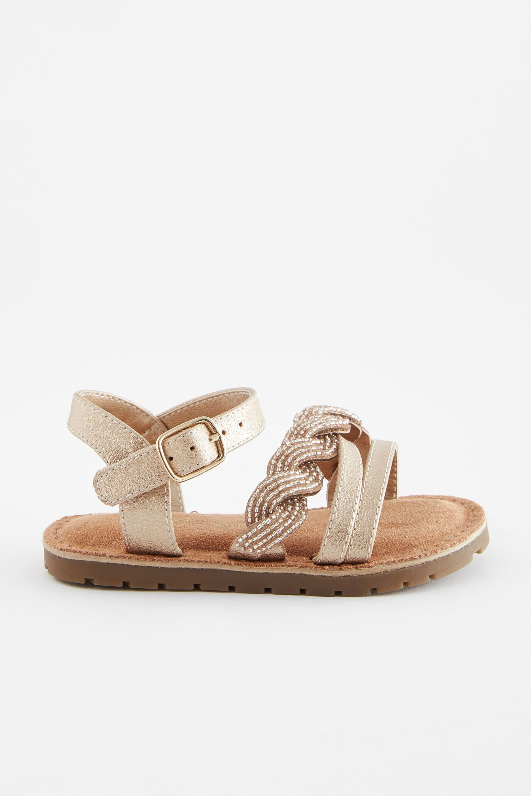 Gold beaded sandals on sale