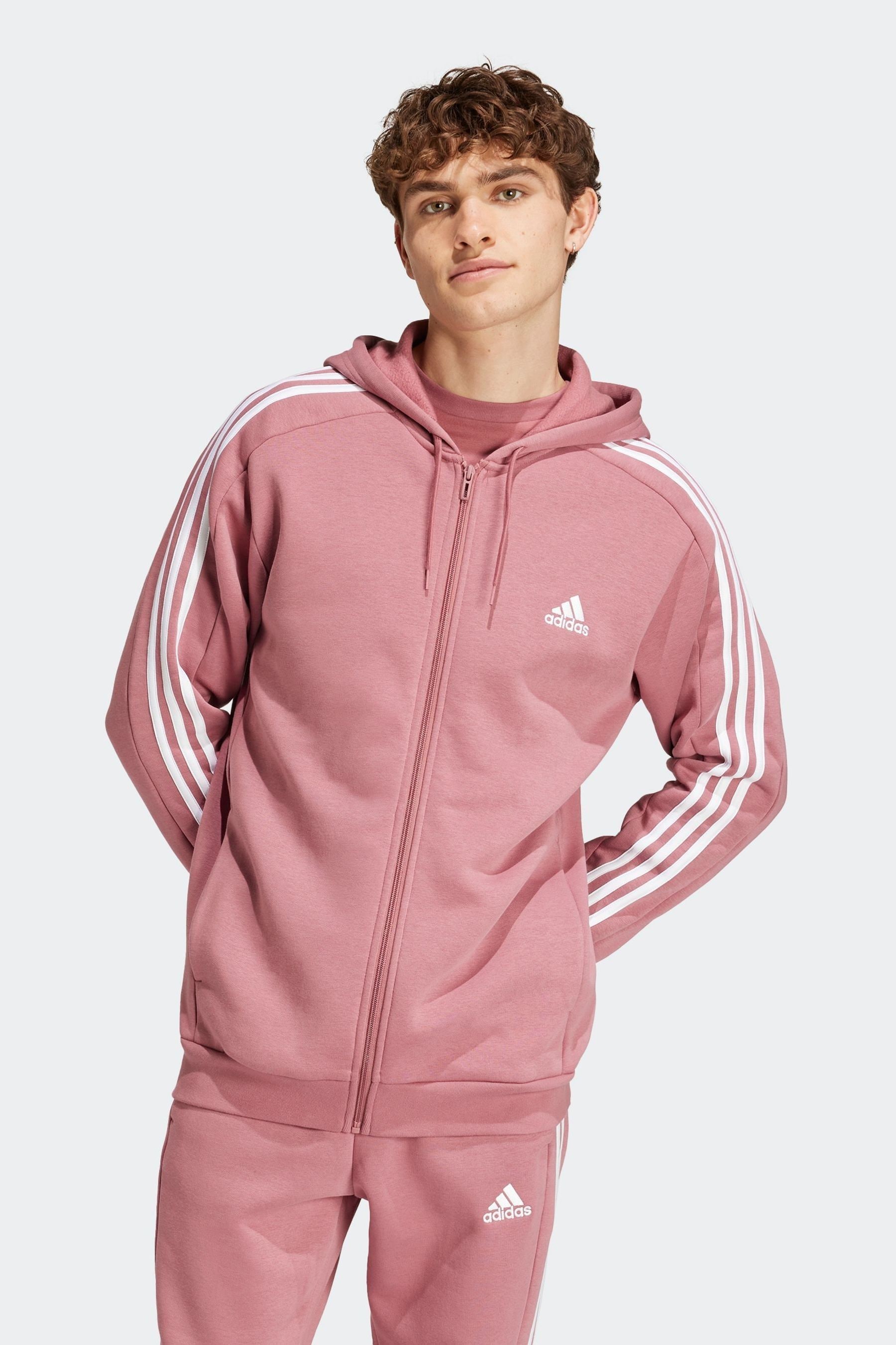 Buy adidas Red Essentials Fleece 3 Stripes Zip Up Hoodie from Next Luxembourg