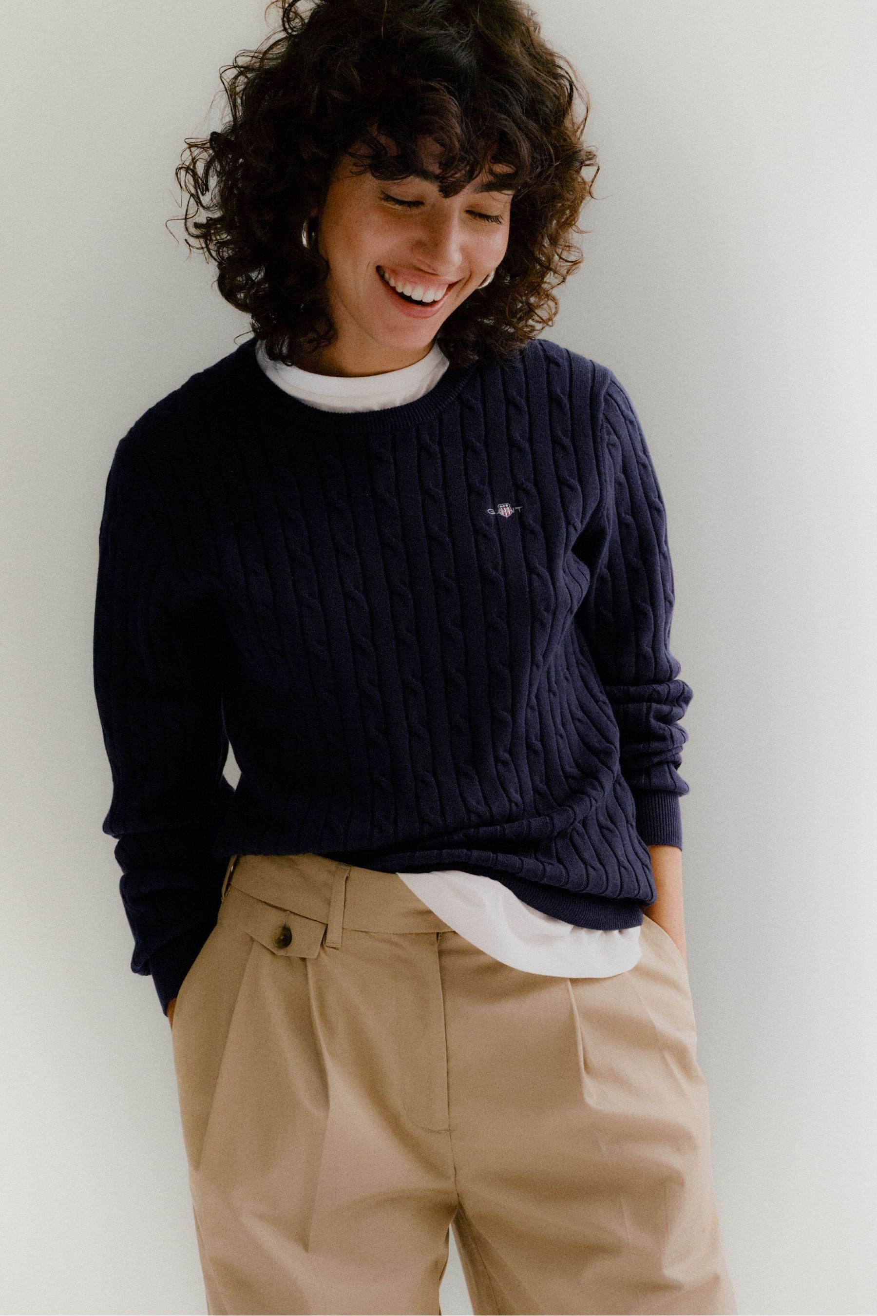 Gant cable knit jumper navy cheap