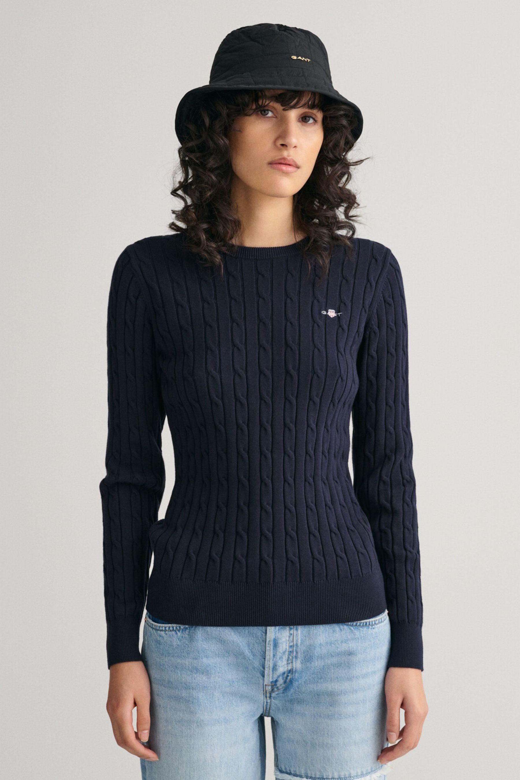 Buy GANT Navy Blue Stretch Cotton Cable Knit Jumper from Next South Africa
