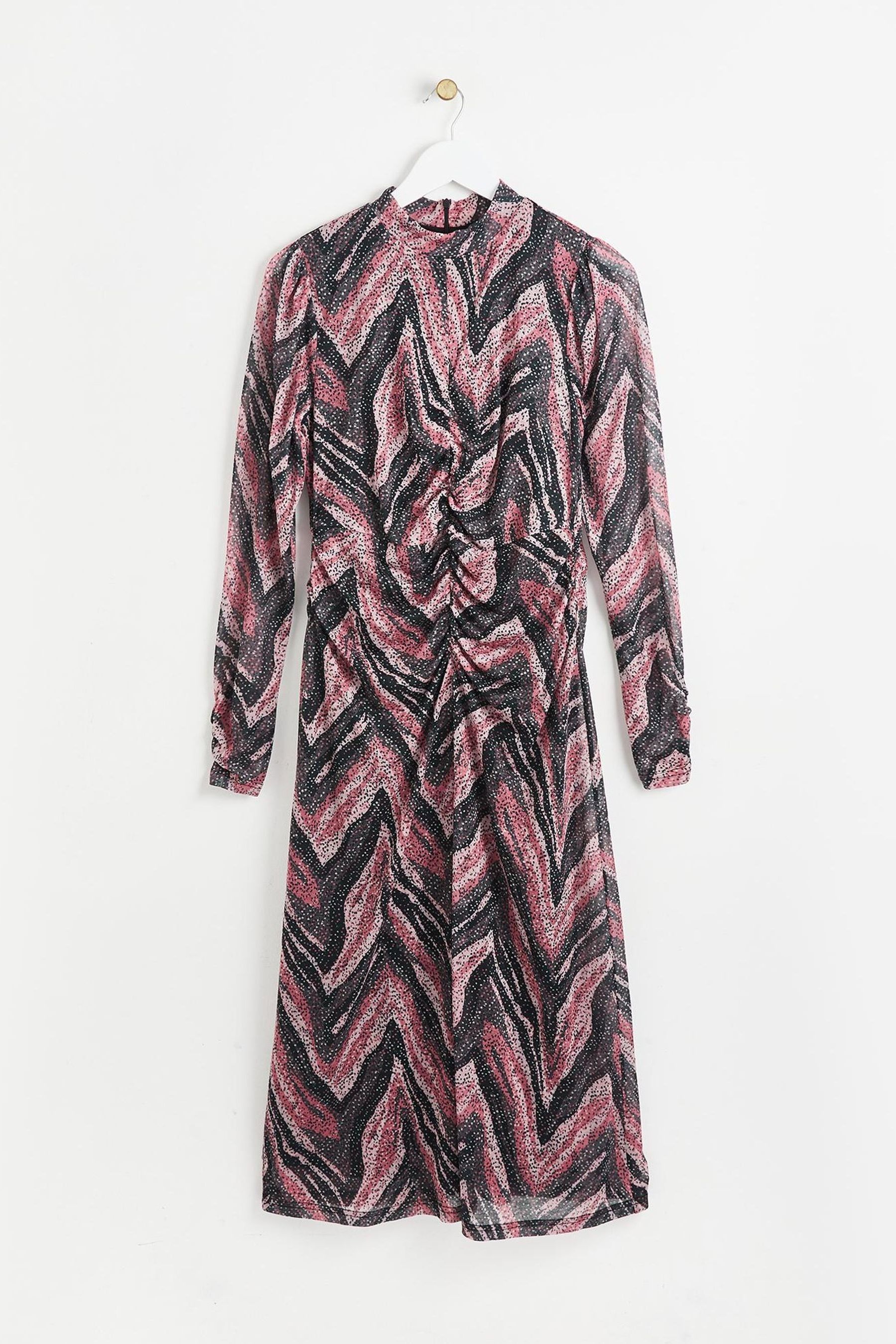 Zebra print mesh midi dress top