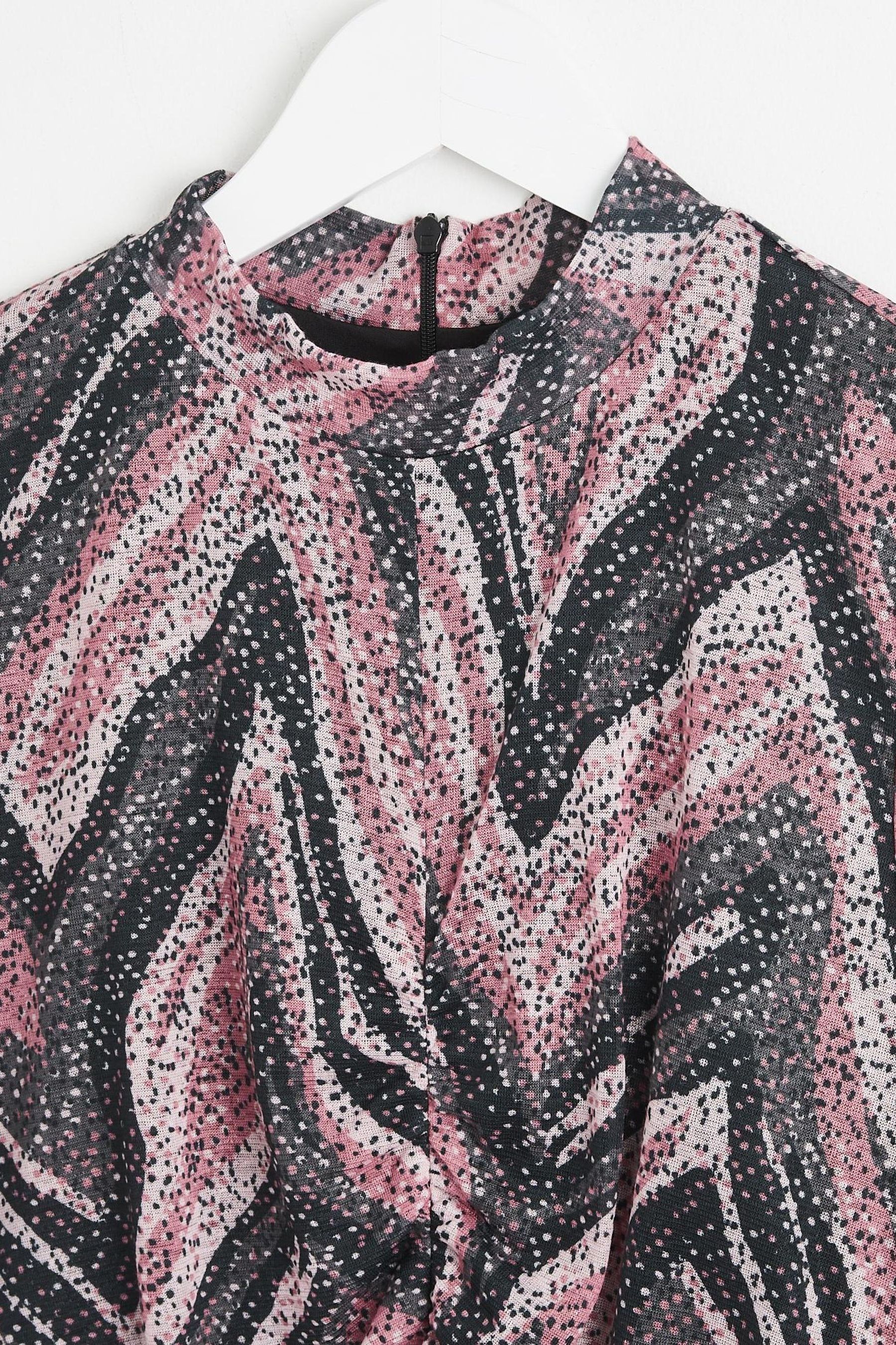 Zebra print mesh midi dress top