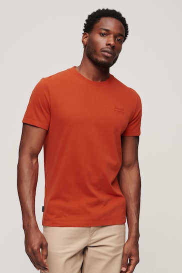 Superdry Dark Orange Vintage Logo Embroided T-Shirt