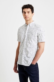 French Connection Geo Floral Short Sleeve White Shirt - Image 1 of 3