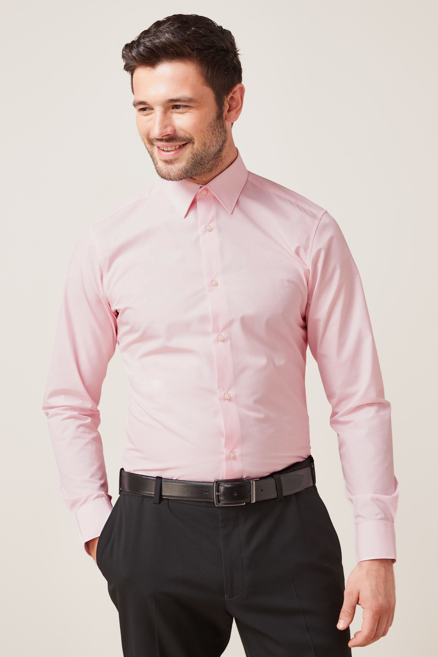 White Blue Pink Slim Fit Crease Resistant Single Cuff Shirts 3 Pack