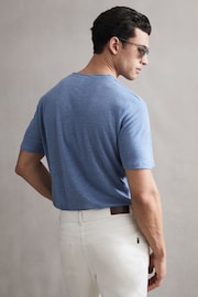 Reiss Dove Blue Venice Linen Crew Neck T-Shirt - Image 5 of 5