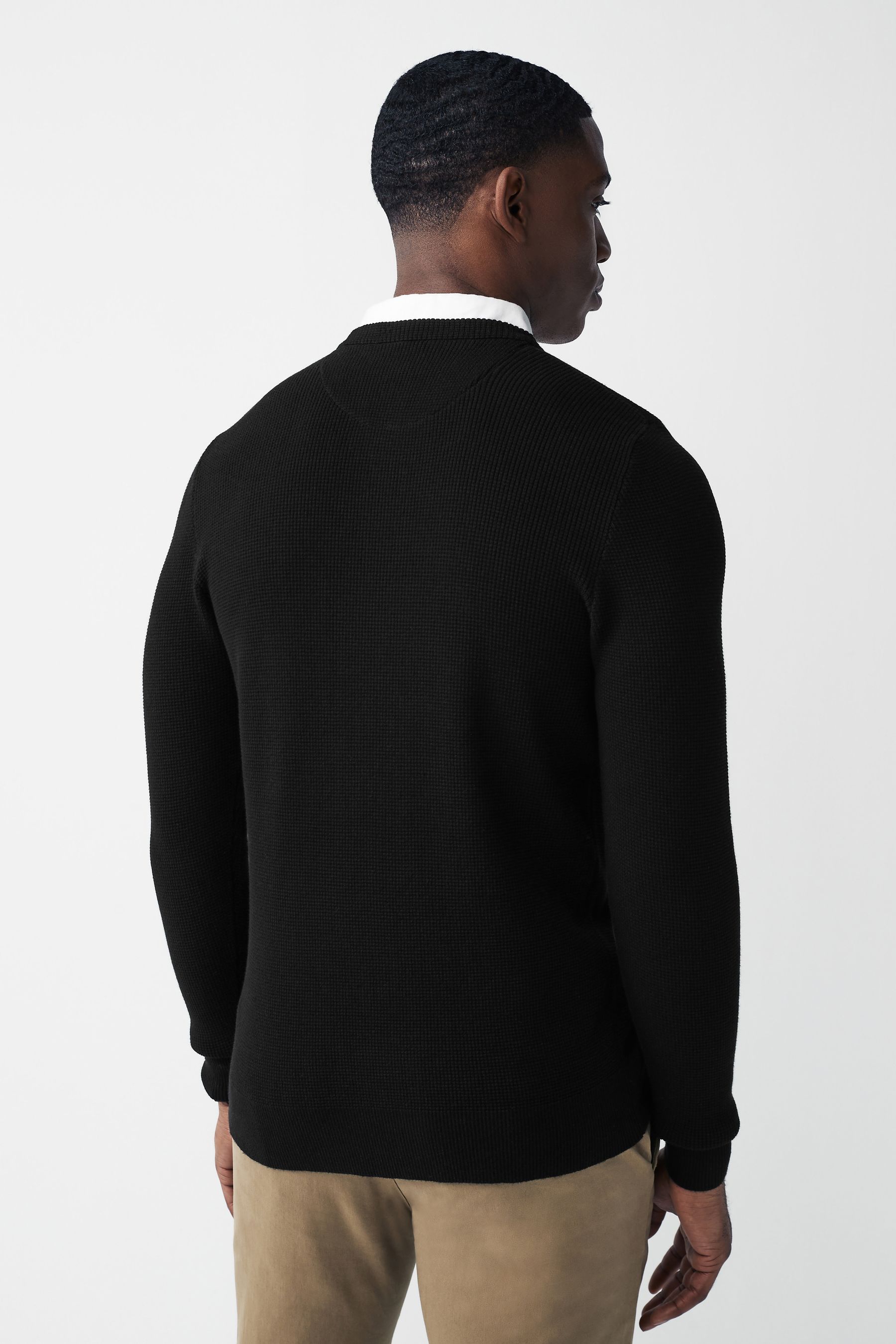 Black shirt insert crew neck jumper top