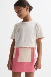 Reiss Pink Macey Junior Colourblock Cotton Drawstring Skirt - Image 1 of 6