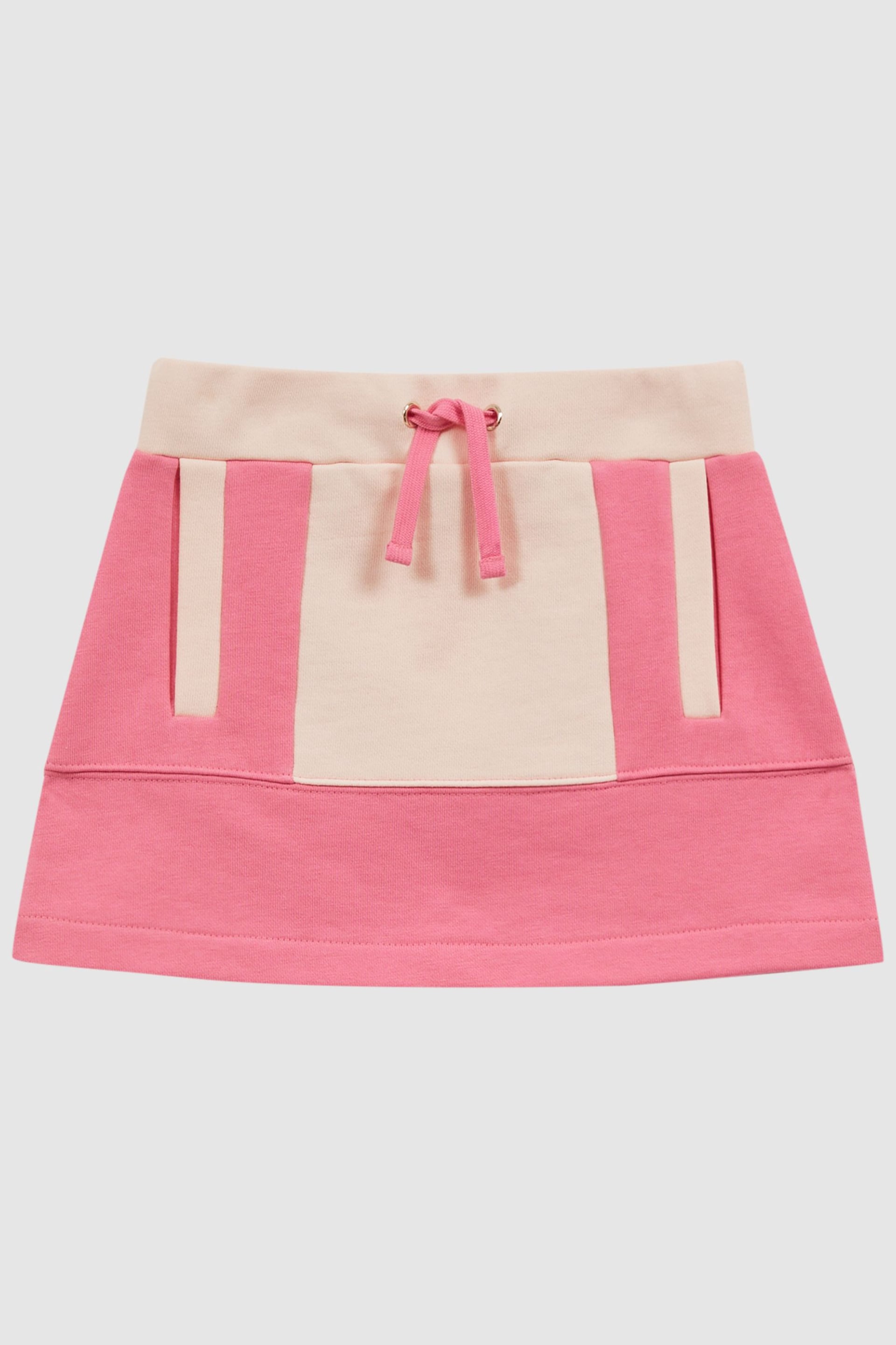Reiss Pink Macey Junior Colourblock Cotton Drawstring Skirt - Image 2 of 6