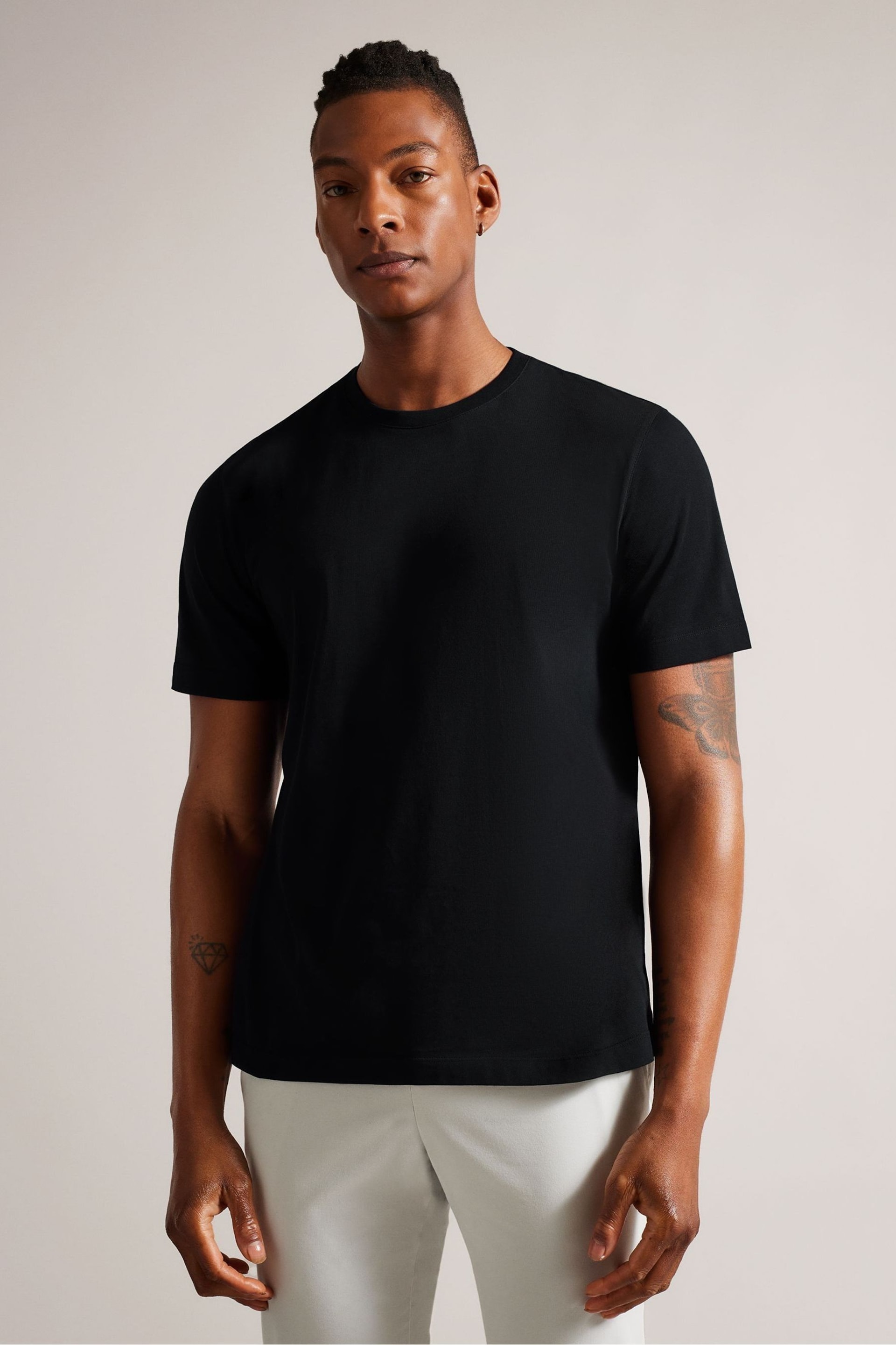 Ted Baker Black Tywinn Regular Plain T-Shirt - Image 1 of 5