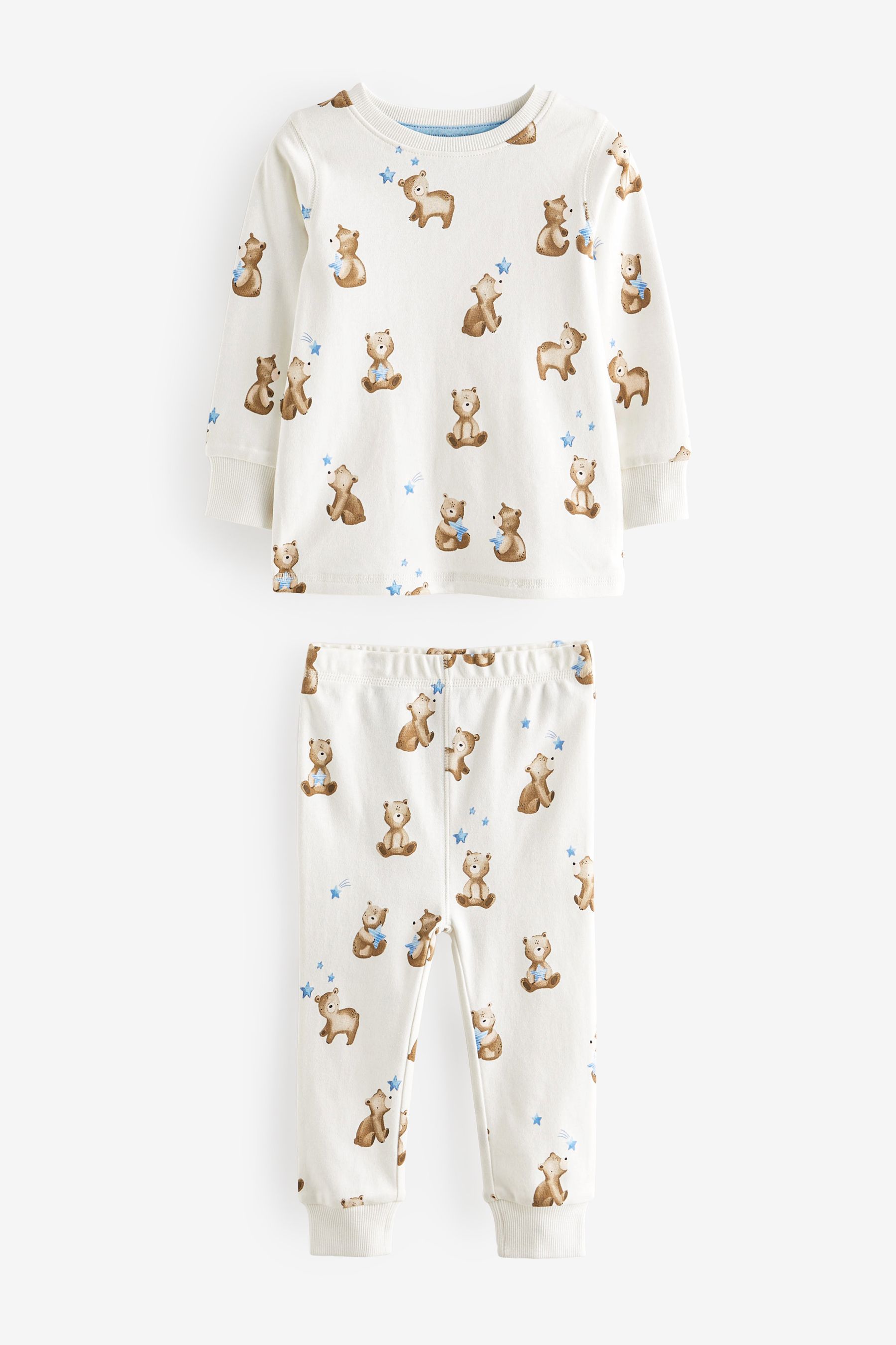 Buy Light Blue Bear 100 Cotton Long Sleeve Pyjamas Set 3 Pack 9mths 6yrs from the Next UK online shop