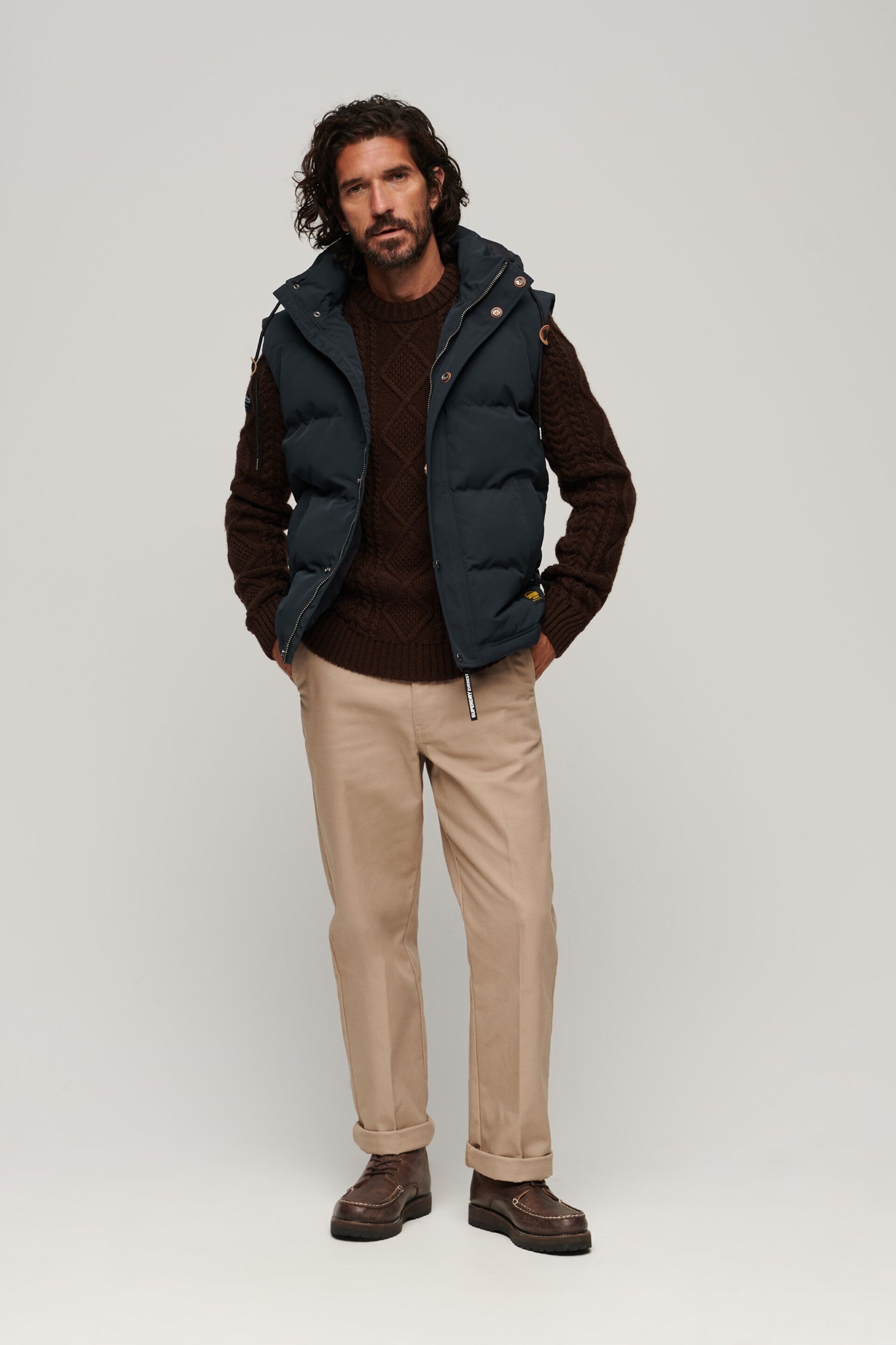 Superdry Blue Everest Hooded Puffer Gilet - Image 2 of 4