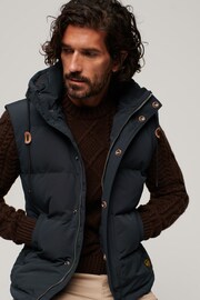 Superdry Blue Everest Hooded Puffer Gilet - Image 3 of 4