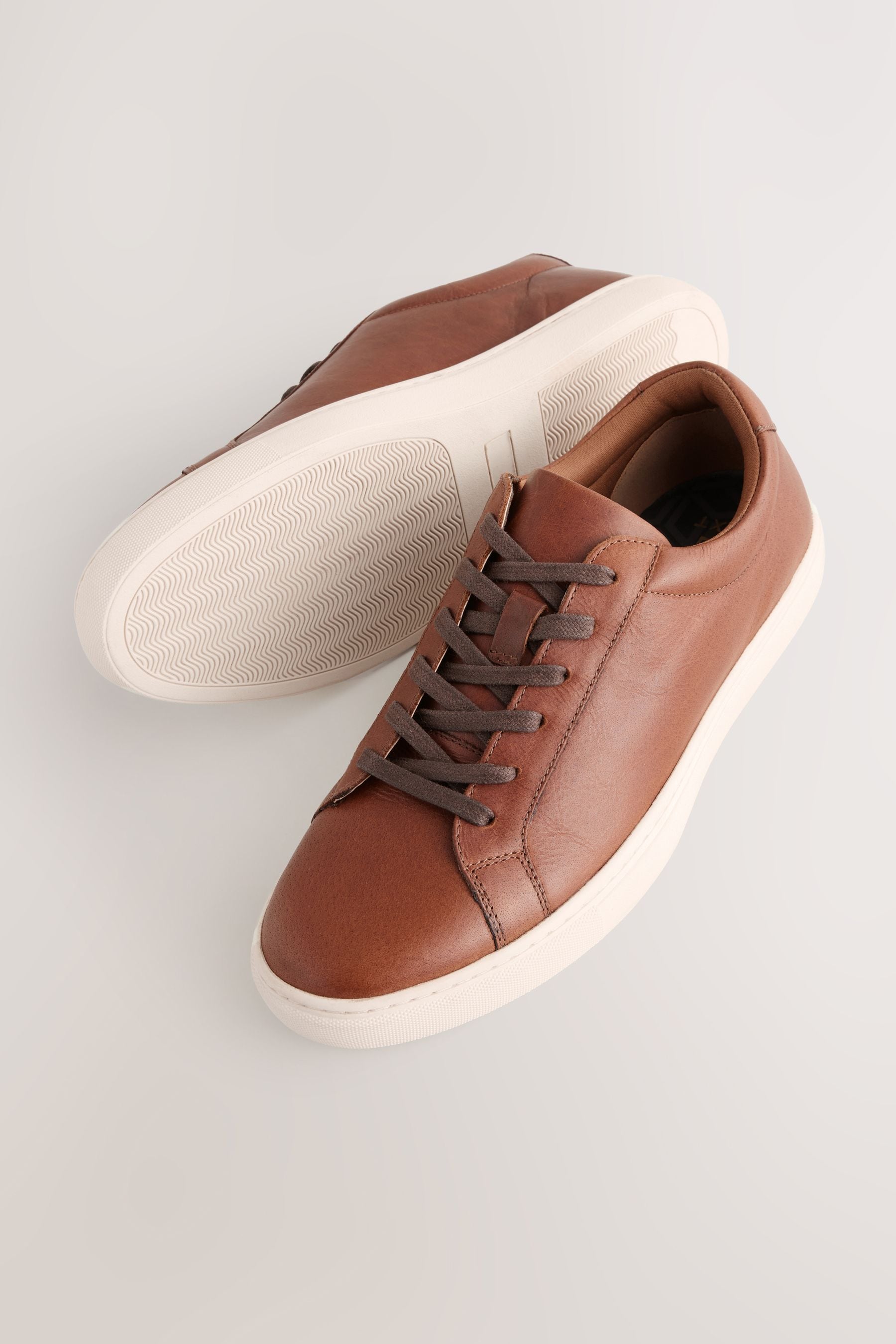 Tan Brown Leather Trainers