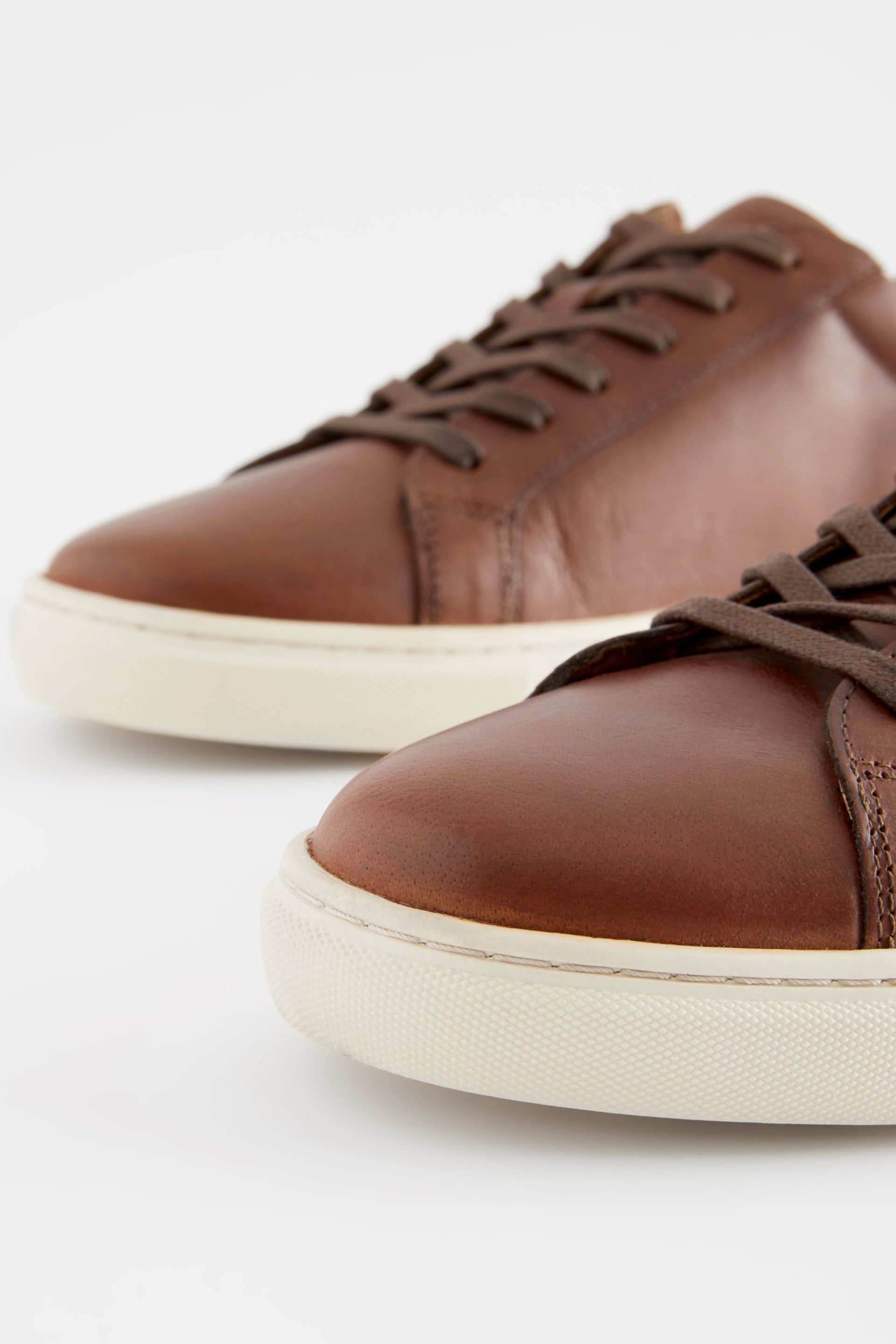 Tan Brown Leather Trainers - Image 4 of 6