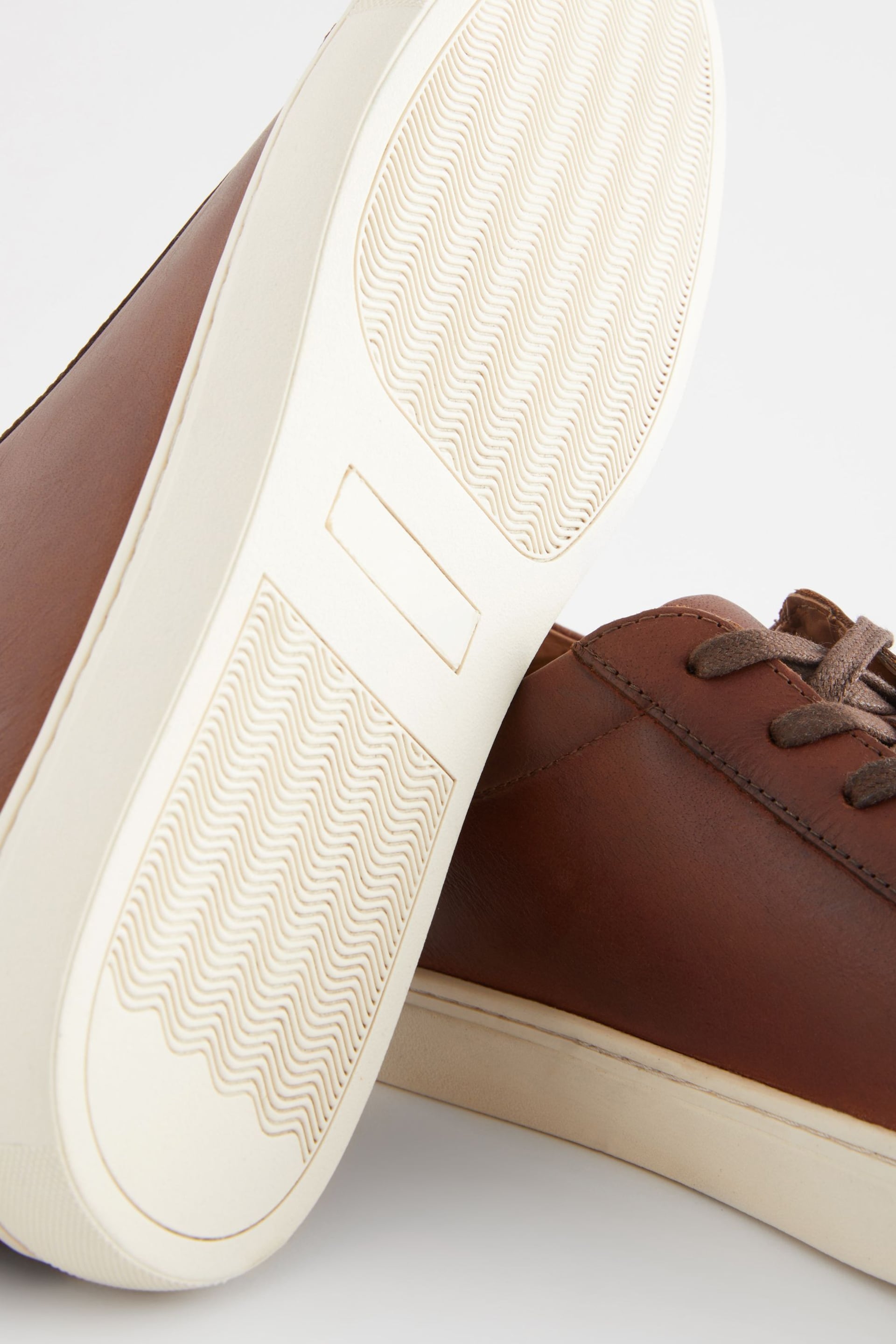 Tan Brown Leather Trainers - Image 6 of 6