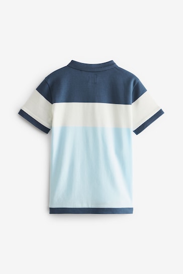 Blue/White Colourblock Short Sleeve Polo Shirt (3-16yrs)