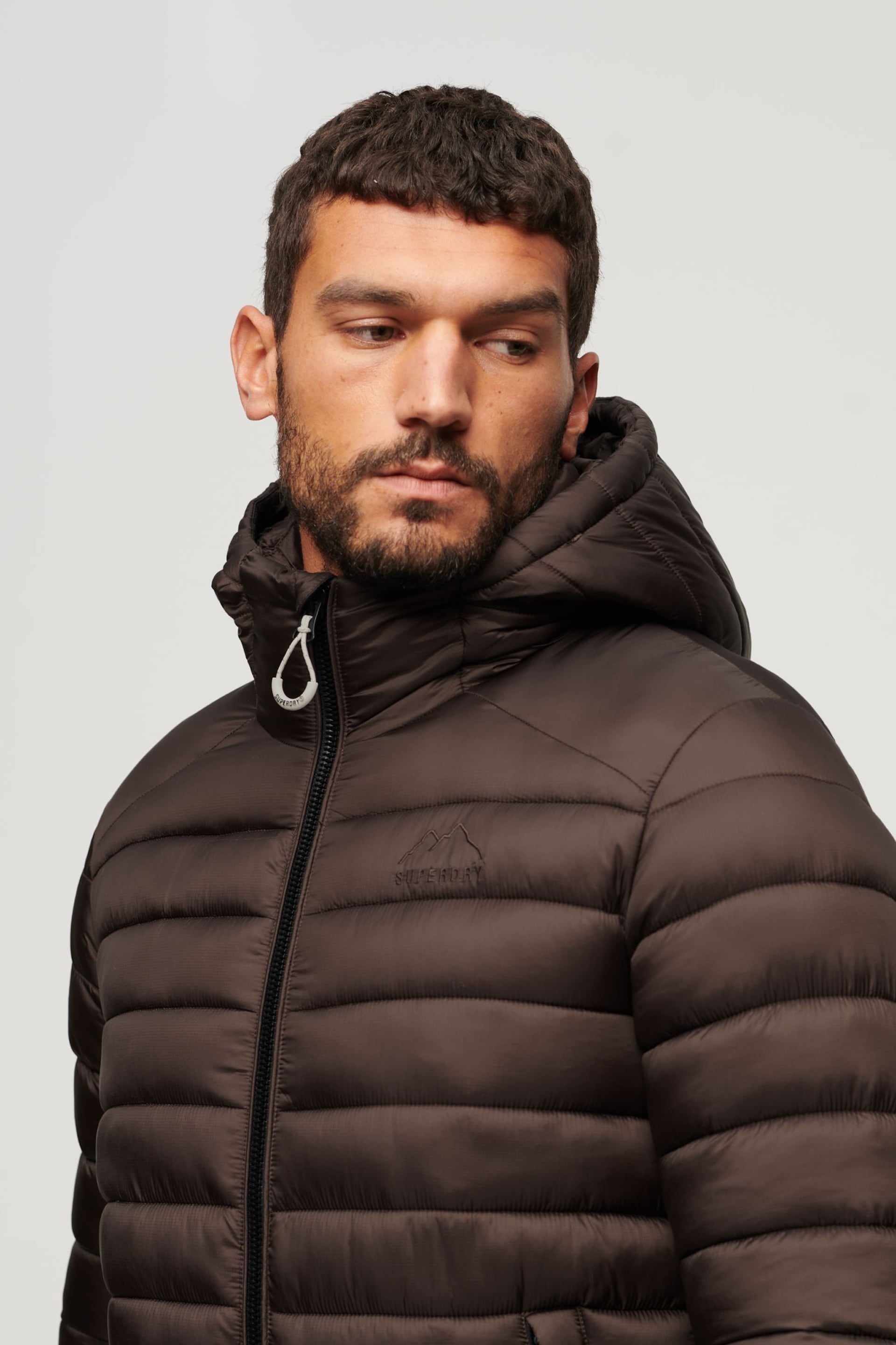 Superdry Brown Hooded Fuji Sports Padded Jacket - Image 3 of 6
