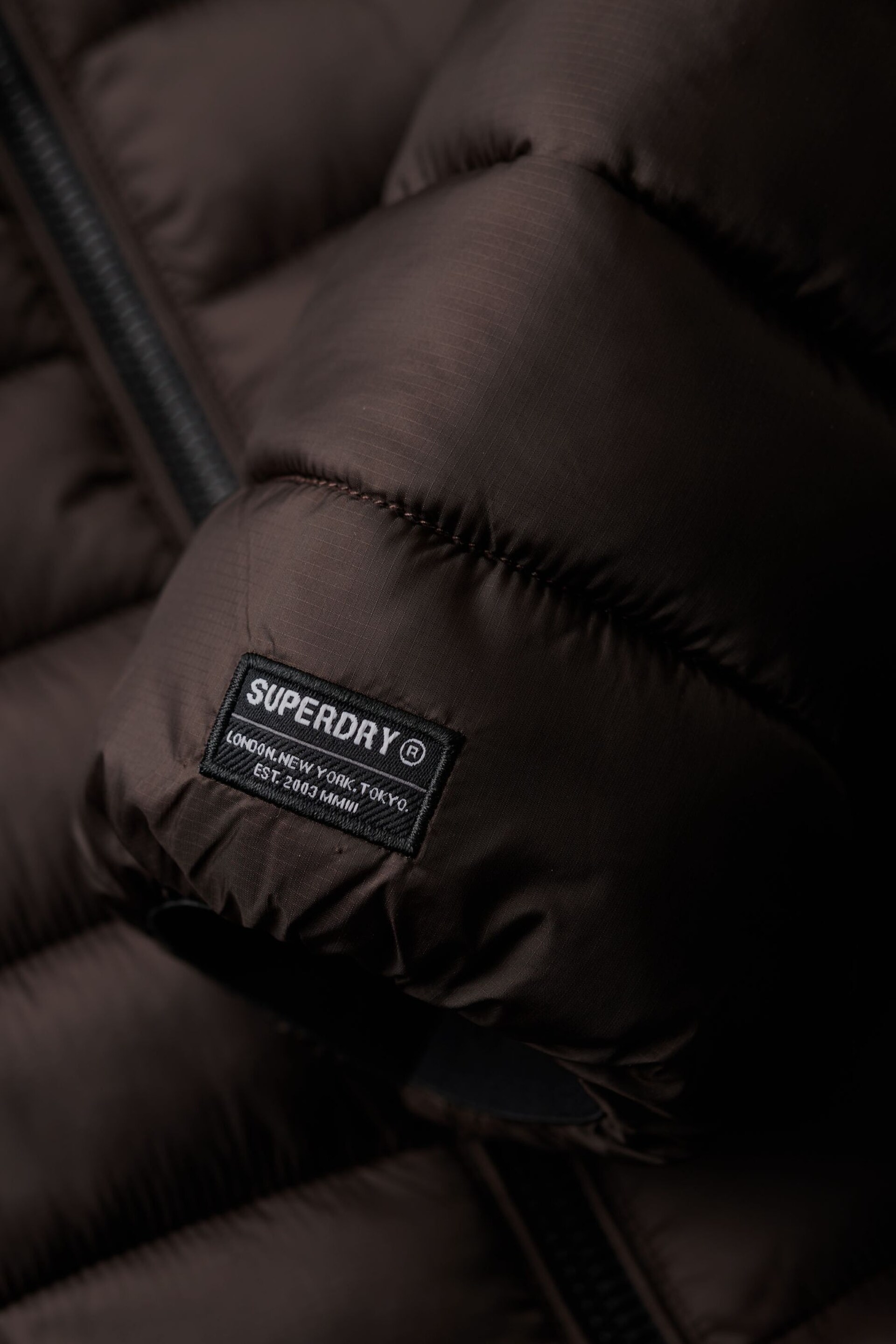 Superdry Brown Hooded Fuji Sports Padded Jacket - Image 6 of 6