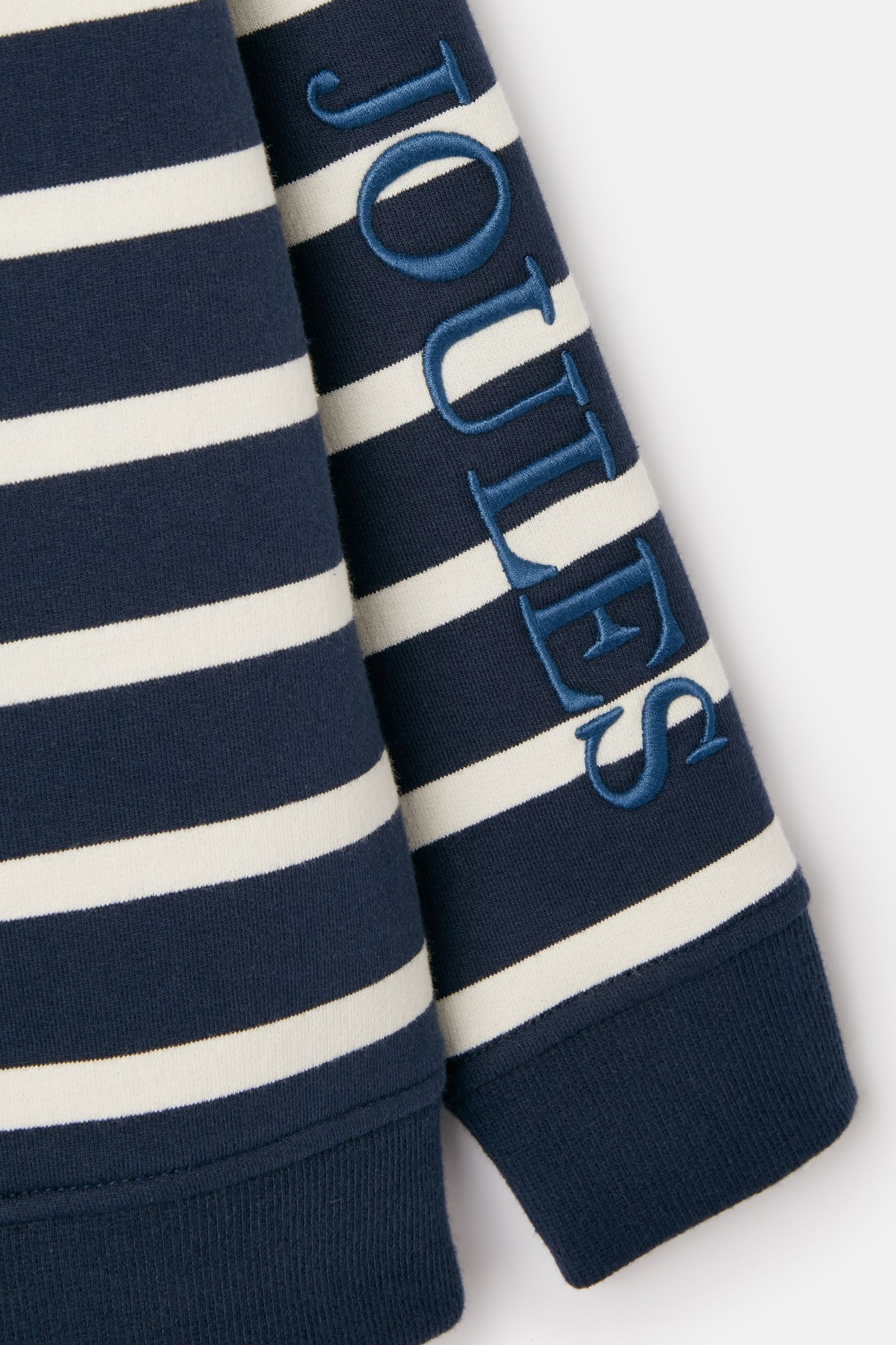 Joules Finn Navy Striped Quarter Zip Sweatshirt - Image 11 of 11