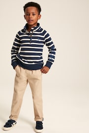 Joules Finn Navy Striped Quarter Zip Sweatshirt - Image 2 of 11