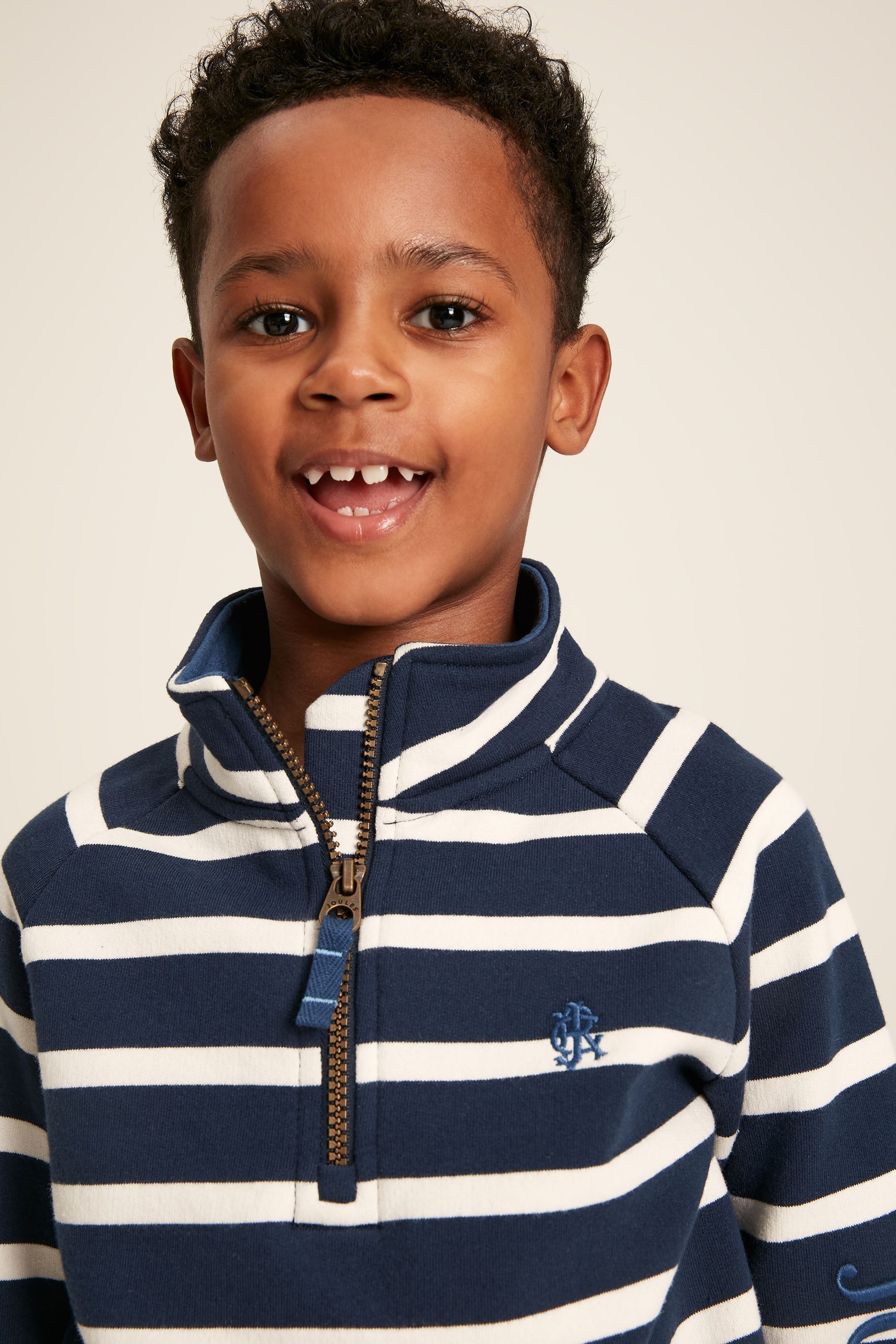 Buy Joules Boys Finn Navy White Striped Quarter Zip Sweatshirt from Next USA