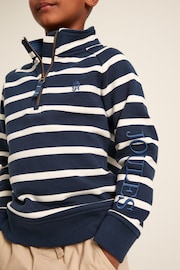 Joules Finn Navy Striped Quarter Zip Sweatshirt - Image 5 of 11