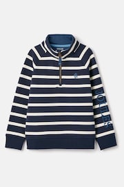 Joules Finn Navy Striped Quarter Zip Sweatshirt - Image 6 of 11