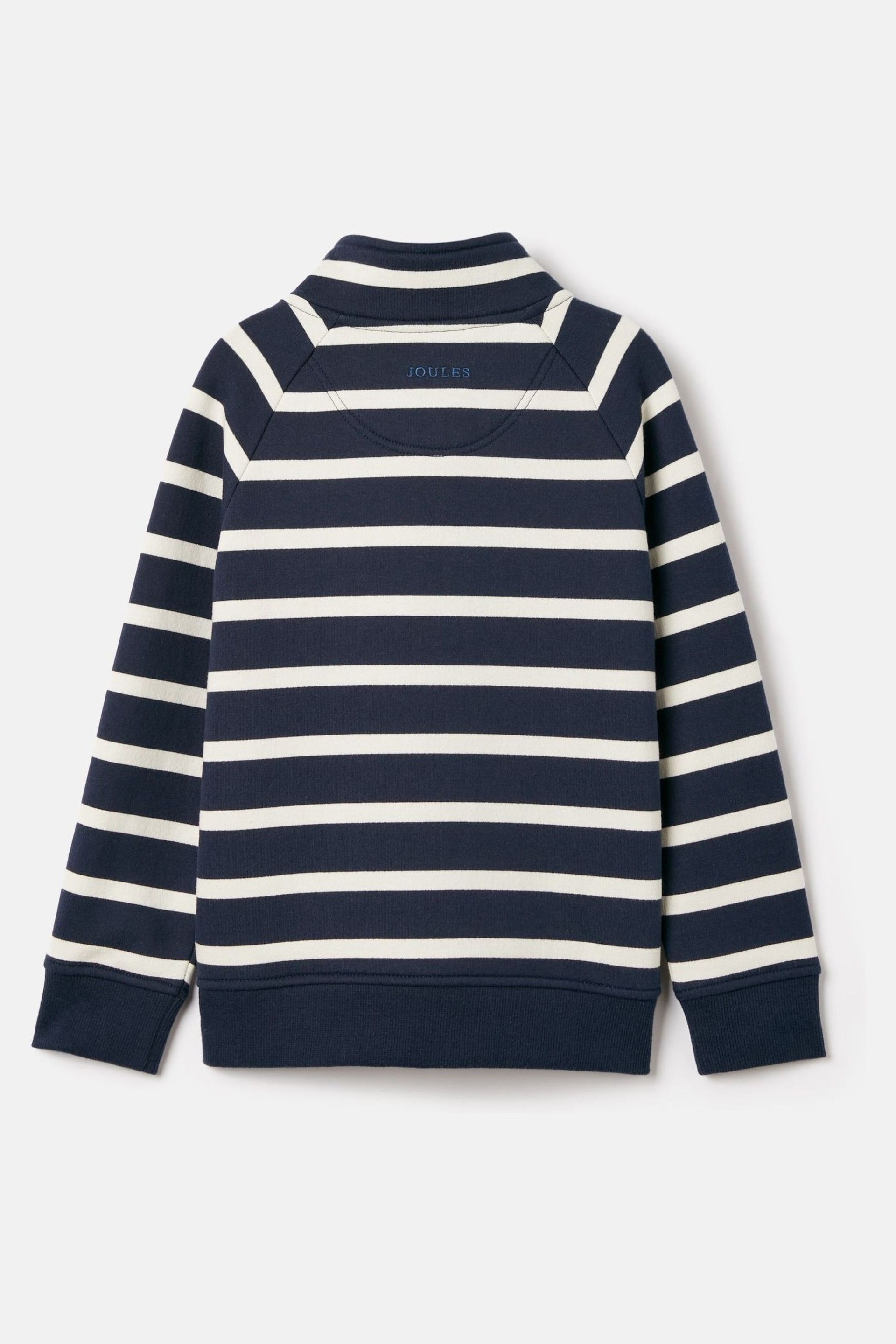 Joules Finn Navy Striped Quarter Zip Sweatshirt - Image 7 of 11