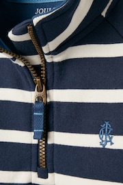 Joules Finn Navy & White Striped Quarter Zip Sweatshirt - Image 9 of 11
