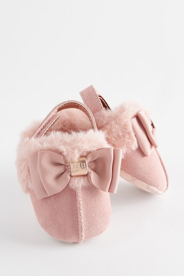 Baker by Ted Baker Baby Girls Pink Faux Fur Padder Mules